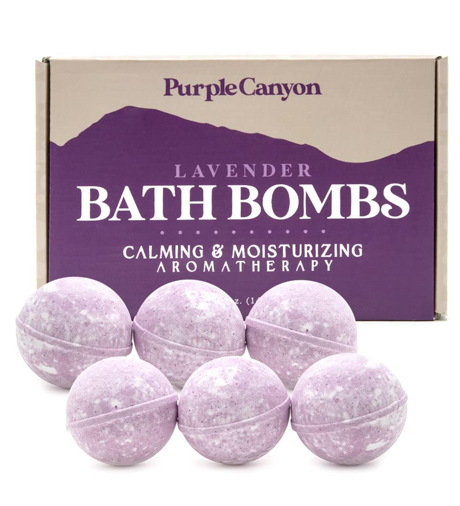Purple Canyon Lavender Bath Bombs - Relaxing Natural Self Care Gift for Women - Buy Online on GoSupps.com
