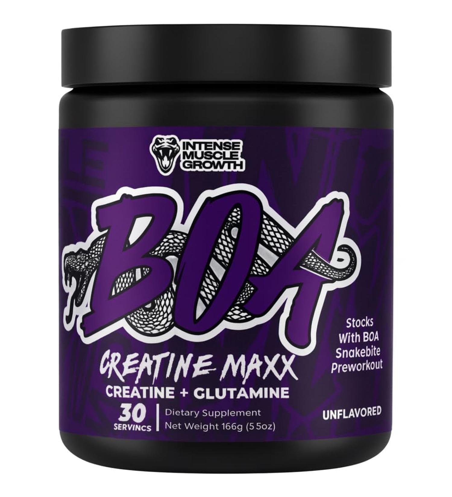 BOA Creatine MAXX Creatine + Glutamine - Creatine Supplement with L-Glutamine for Improved Performance Faster Recovery Increased Strength Enhanced Energy Reduce Fatigue - Unflavored (30 SERVINGS) - Buy Online on GoSupps.com