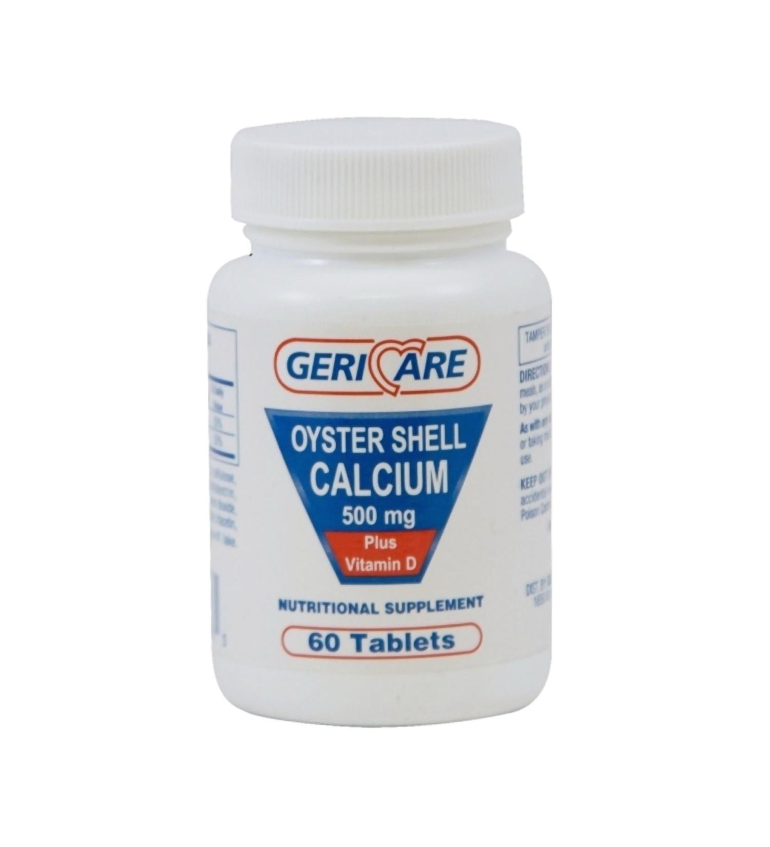 Gericare Oyster Shell Calcium 500mg + Vitamin D 60 Count - Pack of 1 | High-Quality Supplement - Buy Online on GoSupps.com