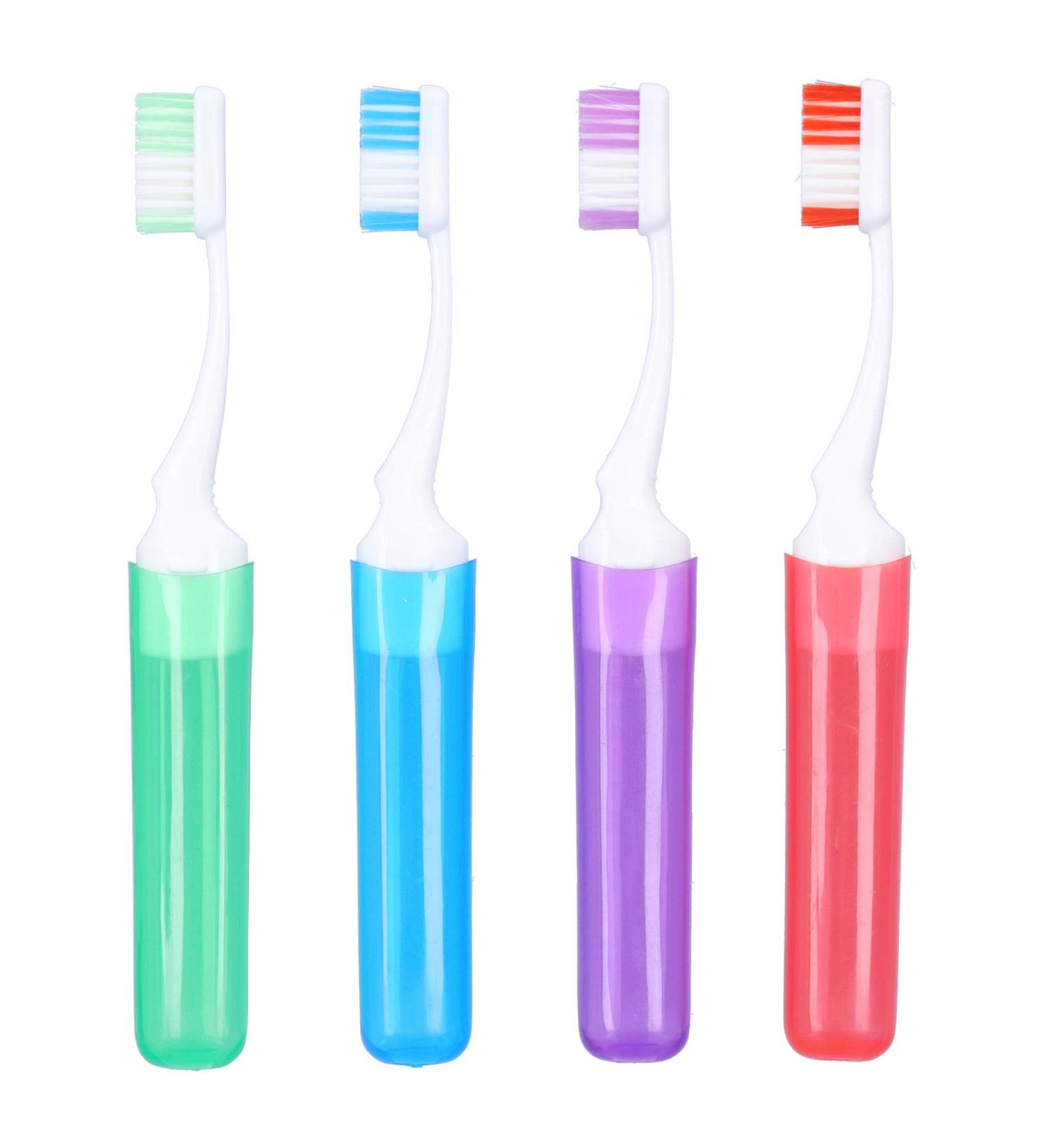 Generic Portable Toothbrush 4 Pack - Travel Friendly Fine Hair Oral Cleaning for Stain Removal - Buy Online on GoSupps.com