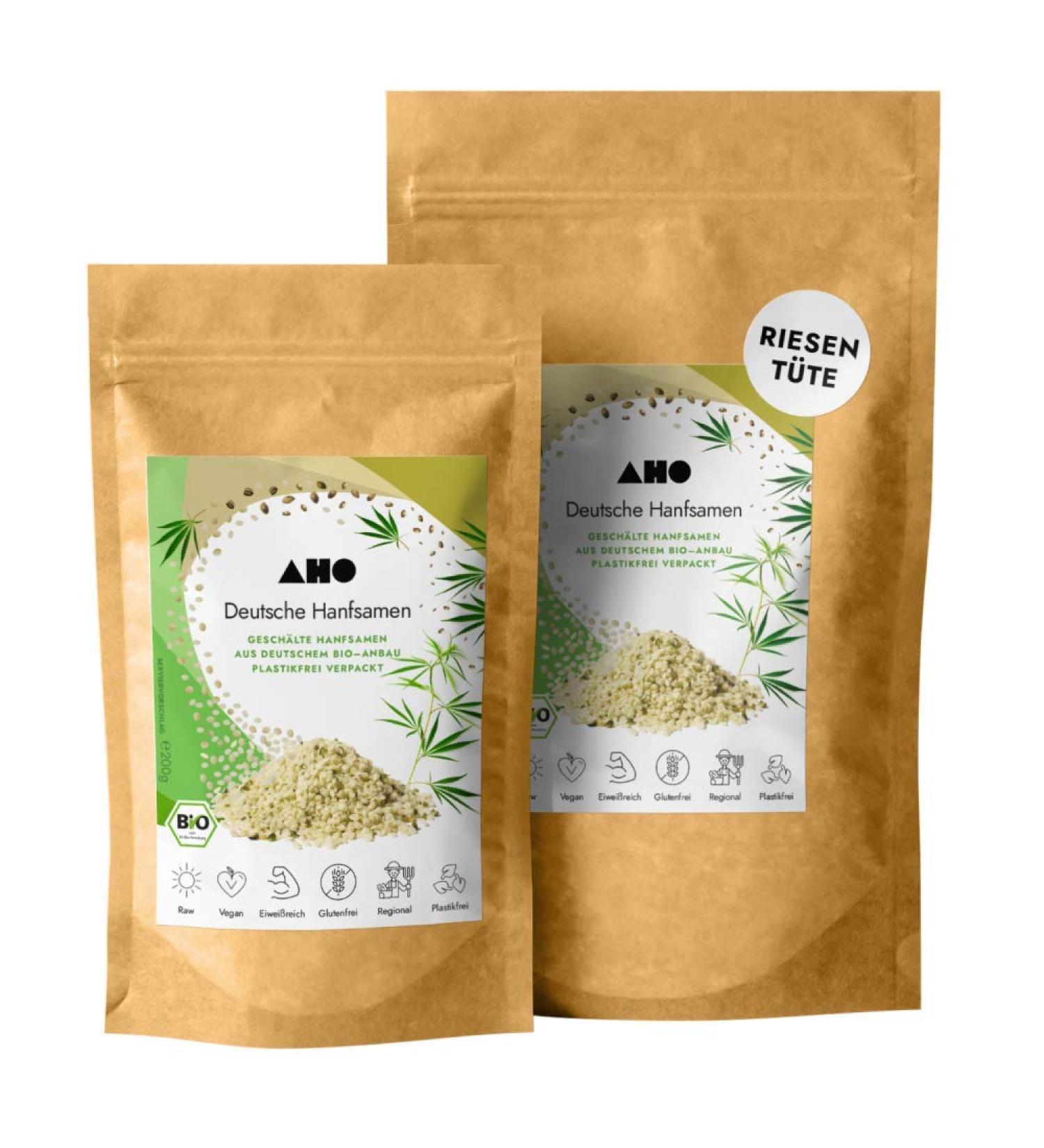 Buy AHO Organic German Hemp Seeds 850g | Raw Food Quality | Vegan & Plastic-Free | Poified Hemp Seeds - Buy Online on GoSupps.com