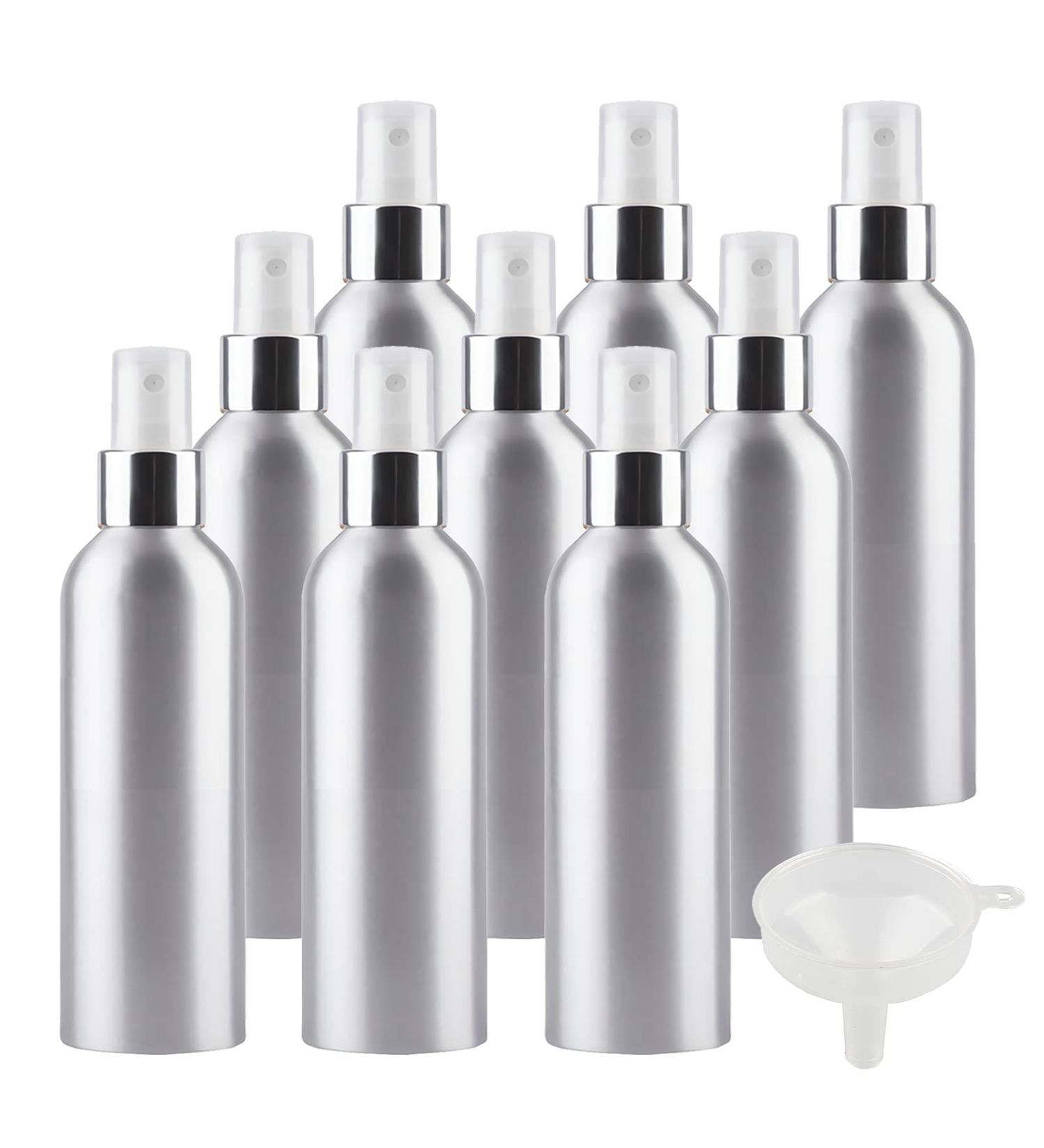 TIANZD 12 Pcs 200ml Empty Silver Aluminium Fine Mist Spray Bottle with White/Silver Metal Spray Head Refillable Travel Alu Bottles for Body Sprays Room Fragrances Perfumes Hair Garden Funnel Silver 200ml - Buy Online on GoSupps.com