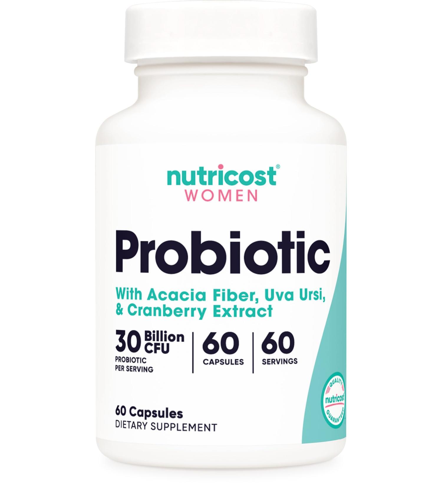 Nutricost Probiotic for Women 30 Billion CFU 60 Capsules - Complex with Acacia Fiber Uva Ursi & Cranberry Extract Non-GMO & Gluten Free - Buy Online on GoSupps.com