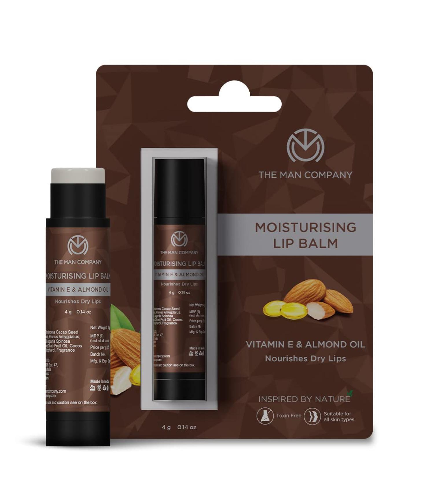Buy The Man Company Nourishing Lip Balm | Moisturizes with Vitamin E Almond & Olive Oil | Soft Supple Lips - 4gm - International Shipping Available - Buy Online on GoSupps.com