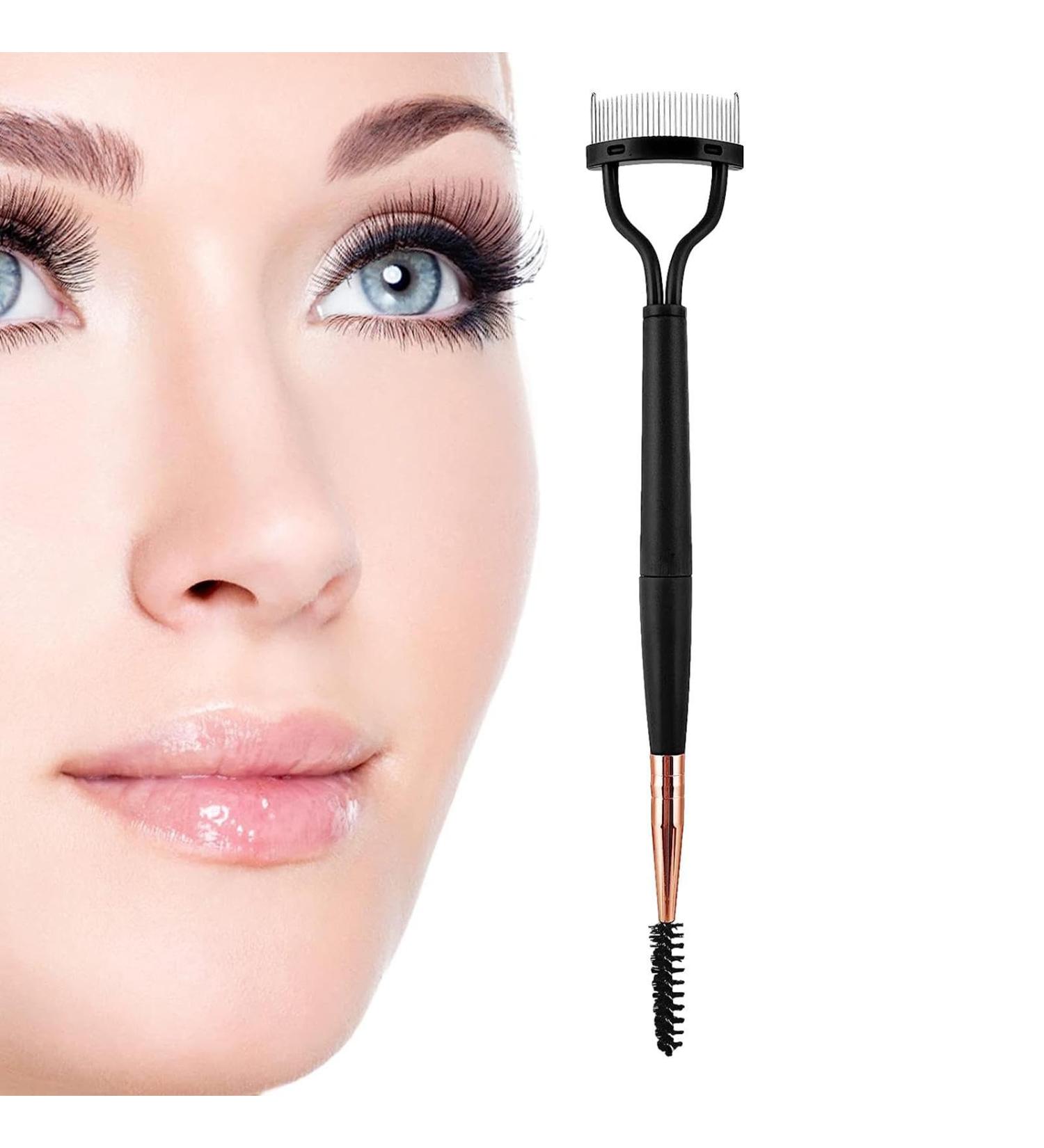 Eyeline Comb & Eyebrow Eyelash Separator - Stainless Steel Portable Double Head Makeup Tool for Women & Adolescent - Half Arch Eyelash Brush in Black - Buy Online on GoSupps.com