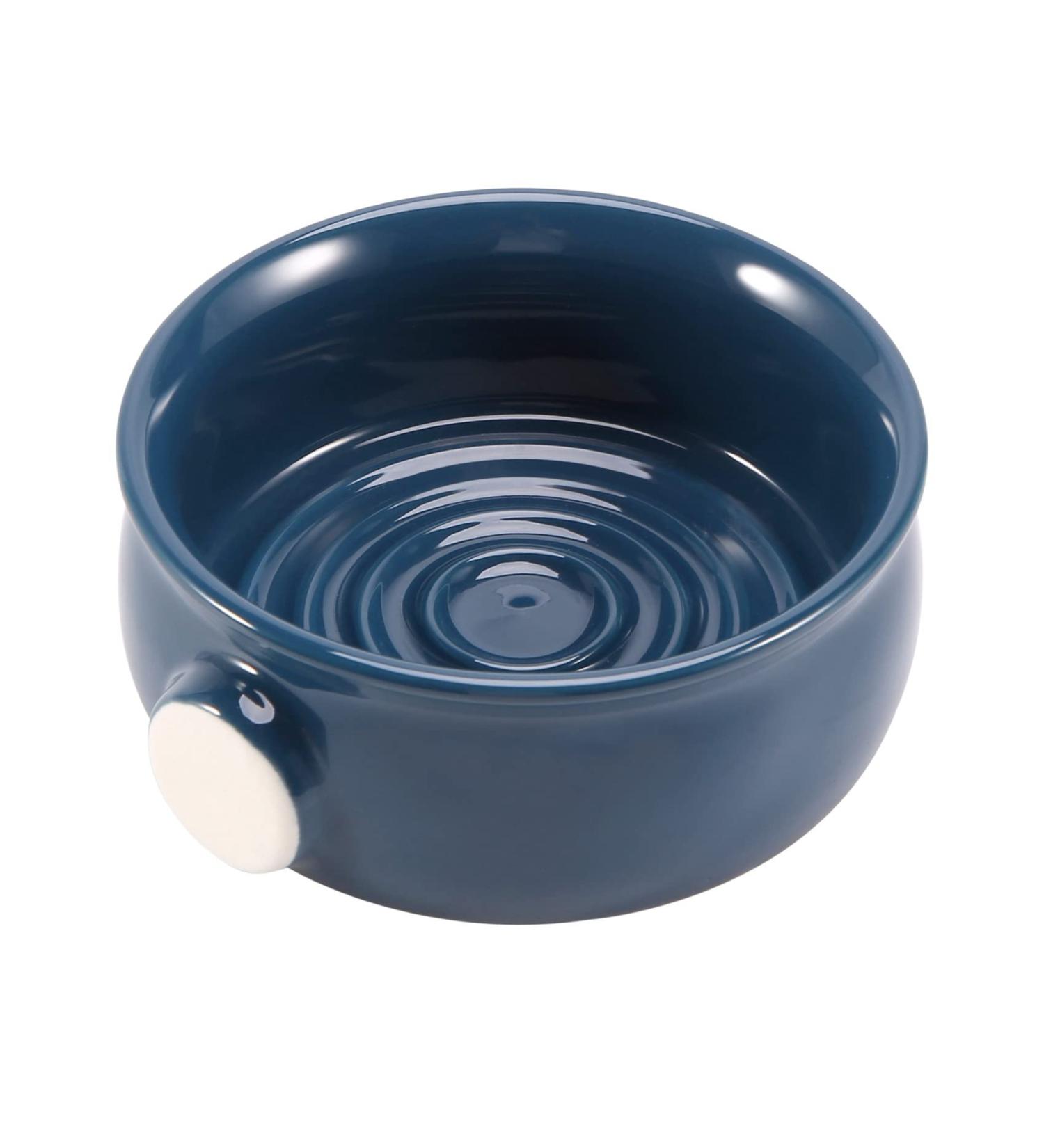 KMKO Ceramic Men's Shaving Mug Bowl Cup Thread Bottom Wide Mouth for Shave Brush and Shaving Soap Dark Blue - Buy Online on GoSupps.com