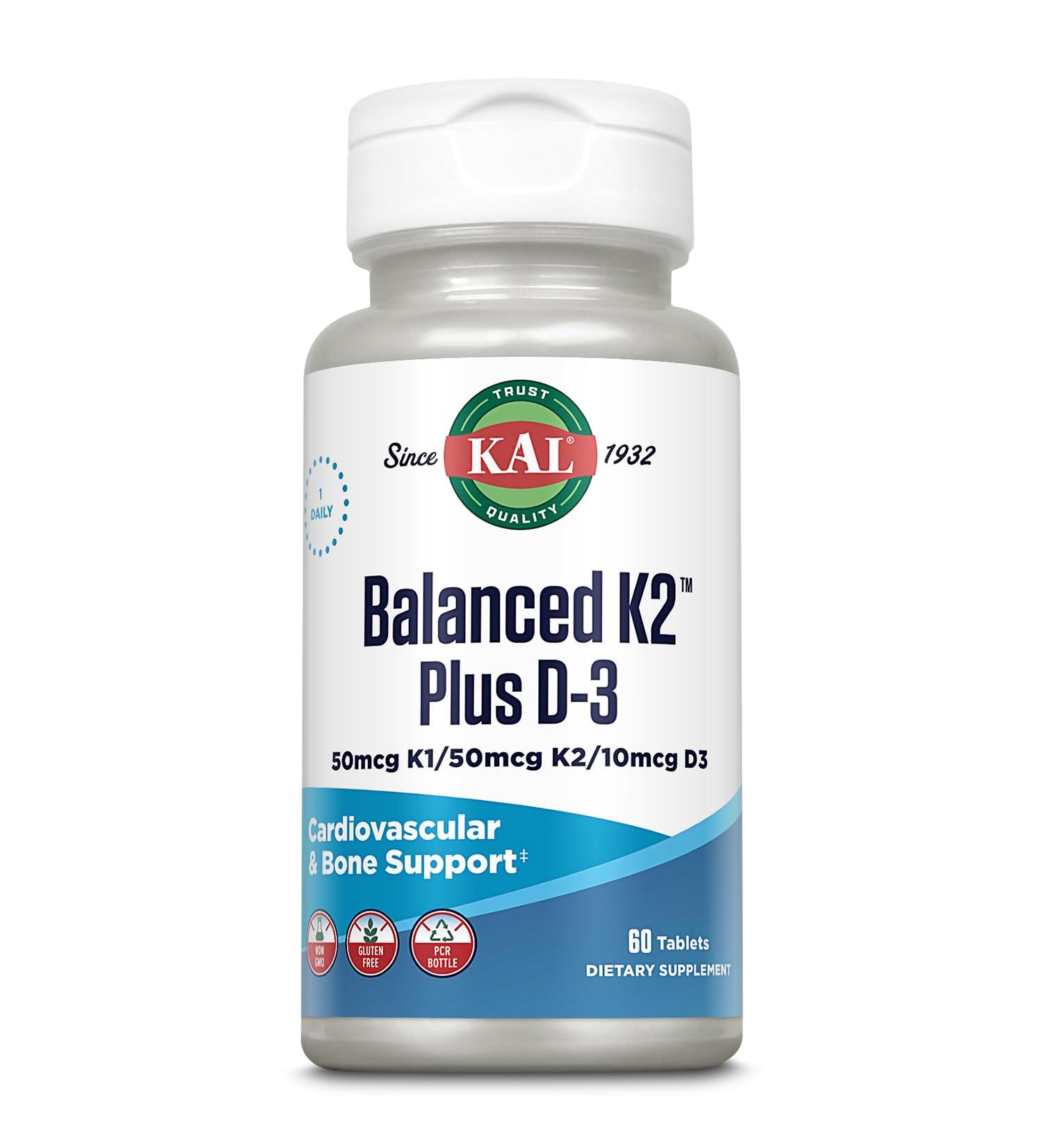 KAL Balanced K2 Plus D-3 Tablets 100 mcg 60 Count