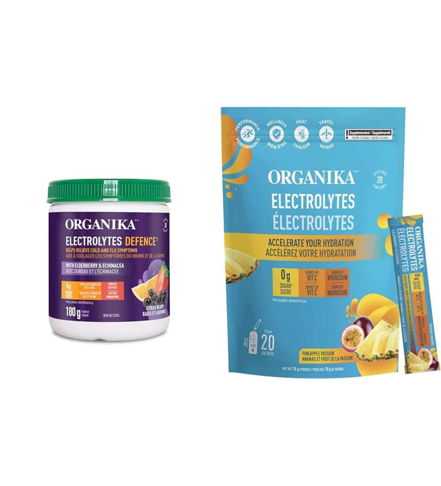 Organika Electrolytes Defence with Elderberry and Echinacea- Citrus Berry & Electrolytes Powder- Pineapple Passionfruit Sachets- On the Go Hydration and Electrolyte Replenishment 3.5g x 20ct Defence + Electrolytes Powder - Buy Online on GoSupps.com