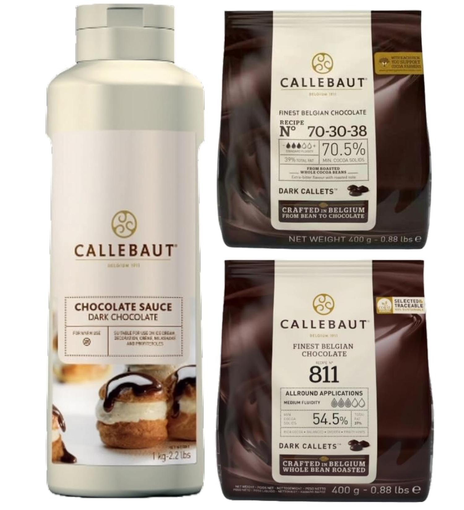 Callebaut Dark Chocolate Bundle (Topping Sauce 70% and 811 2 x 400g)