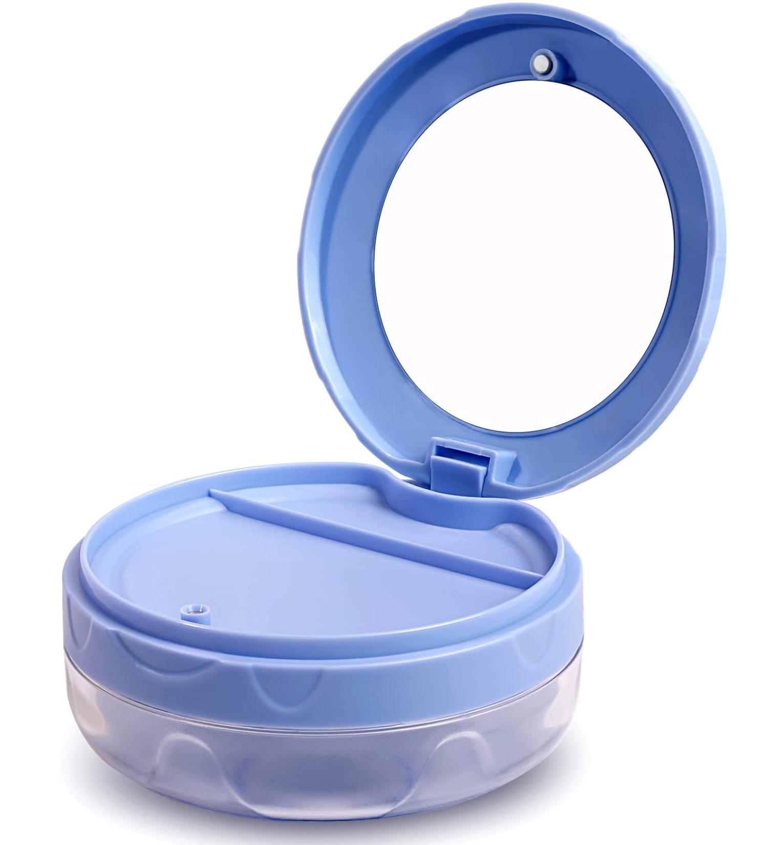Leak Proof Dental Retainer Case - Denture Cleaning Bath - Travel Friendly - Blue - Buy Online on GoSupps.com