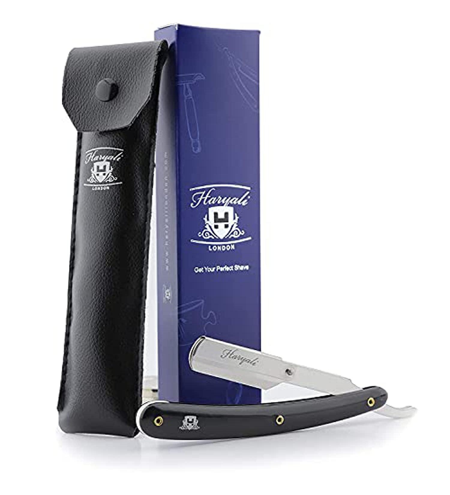 Men's Black Razor - Professional Hairdresser Style Neck Cut Razor with Leather Pouch | Perfect for Deep Shaves - Buy Online on GoSupps.com