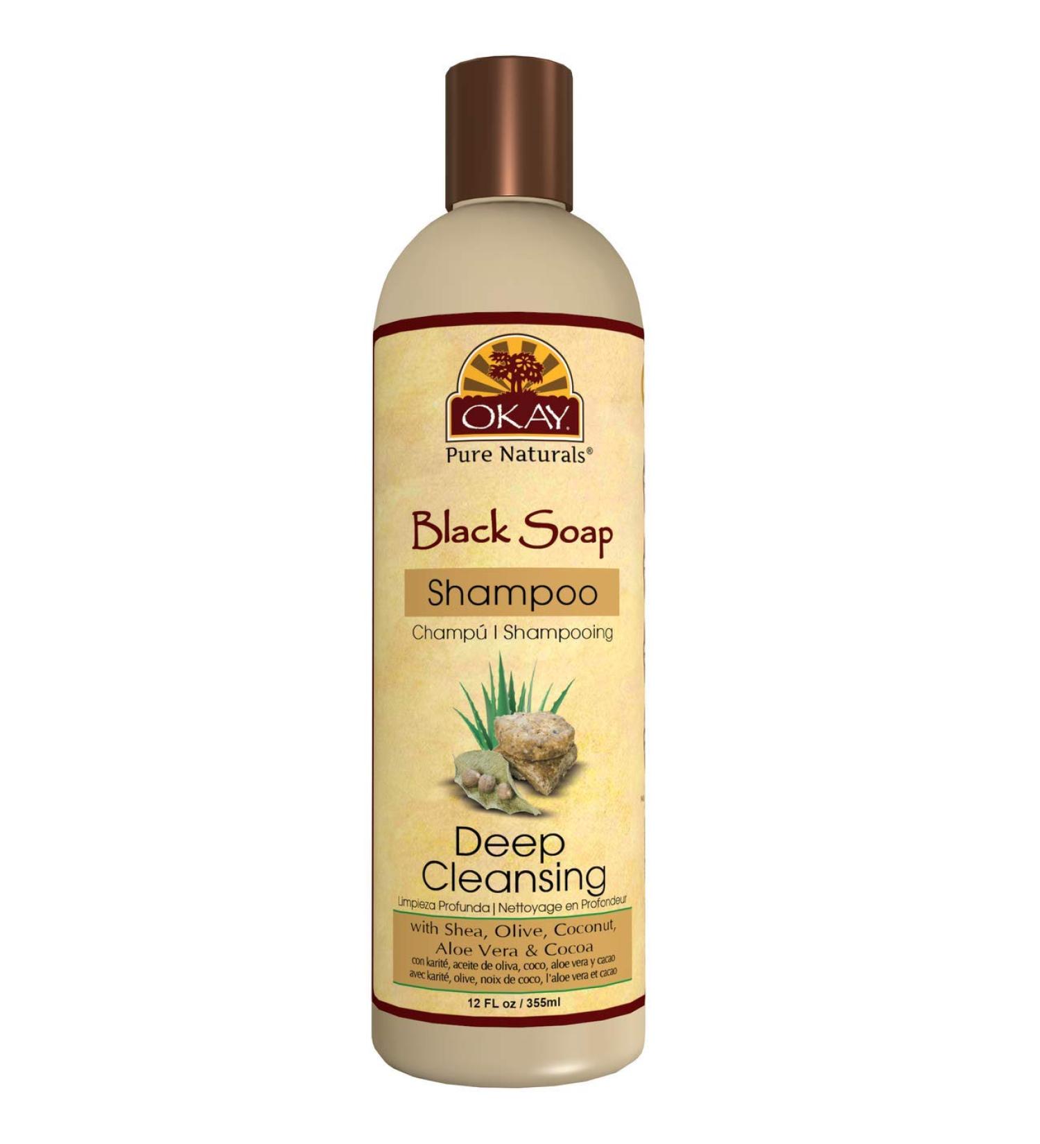 OKAY African Black Soap Shampoo 12oz - Nourishing & Moisturizing Hair Care | International Shipping Available - Buy Online on GoSupps.com