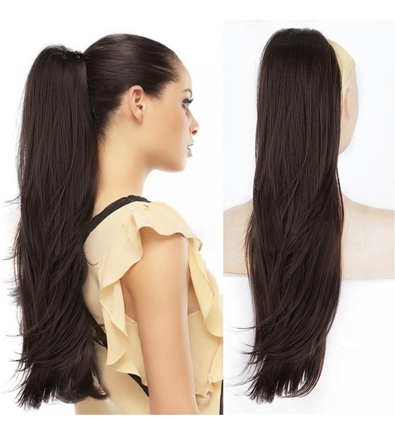 aikaa Ponytail Extensions 26 inch Long Drawstring Wavy Clip in Ponytail Hair Extensions Layered Synthetic Hairpiece for Women 26 Inch 26 Inch 4# Dark Brown - Buy Online on GoSupps.com