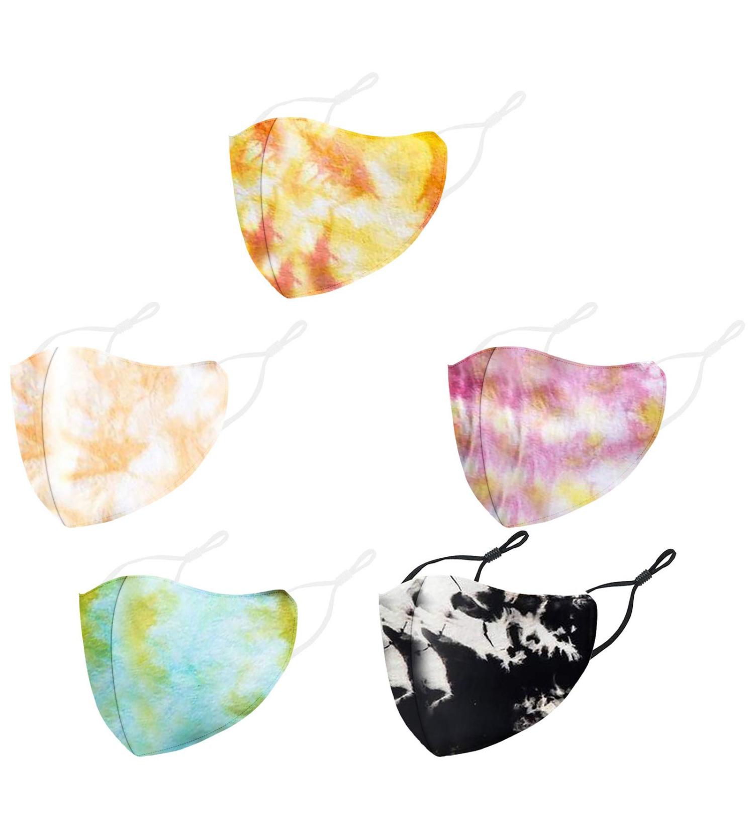 5PCS Tie Dye Face_Mask for Women Butterfly Peace Sign_Mask for VSCO Girls with Filter Pocket Reusable Cotton Cloth Washable_Masks Cool Cute Fashionable Breathable Cover - Buy Online on GoSupps.com