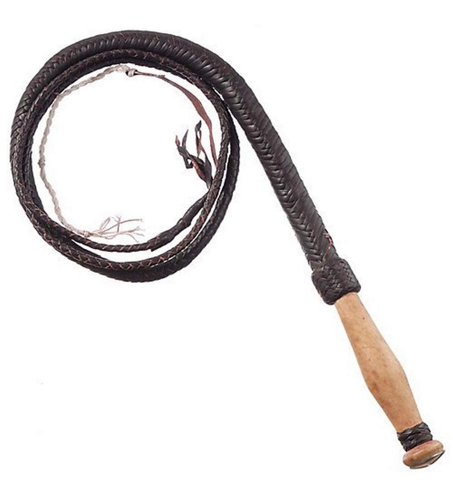 Tough 1 Swivel Handle Hand Braided Bull Whip 6' Assorted Leather