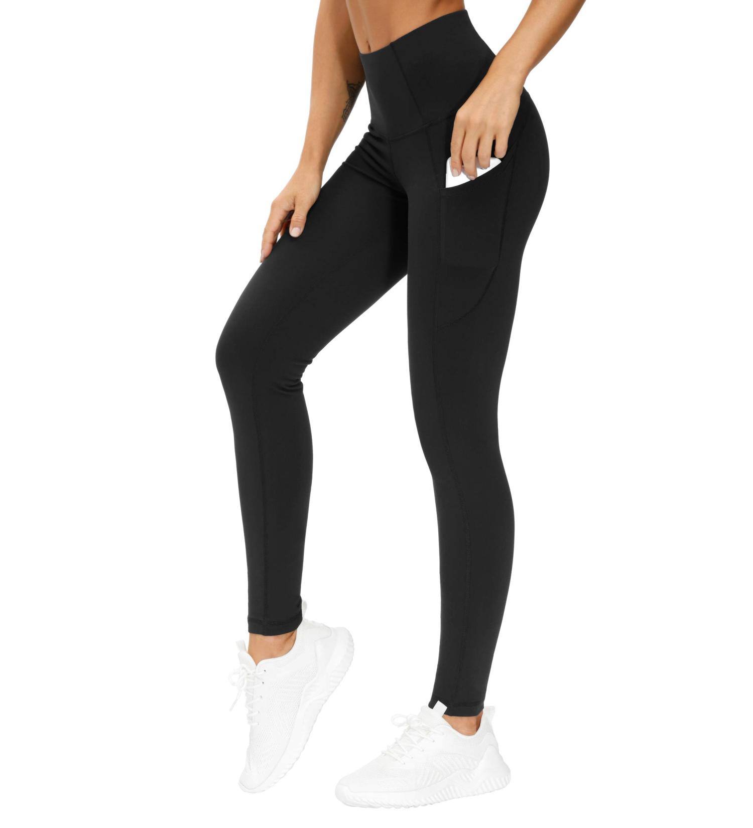 THE GYM PEOPLE High Waist Yoga Pants with Pockets | Tummy Control Leggings for Women - Black - Buy Online on GoSupps.com