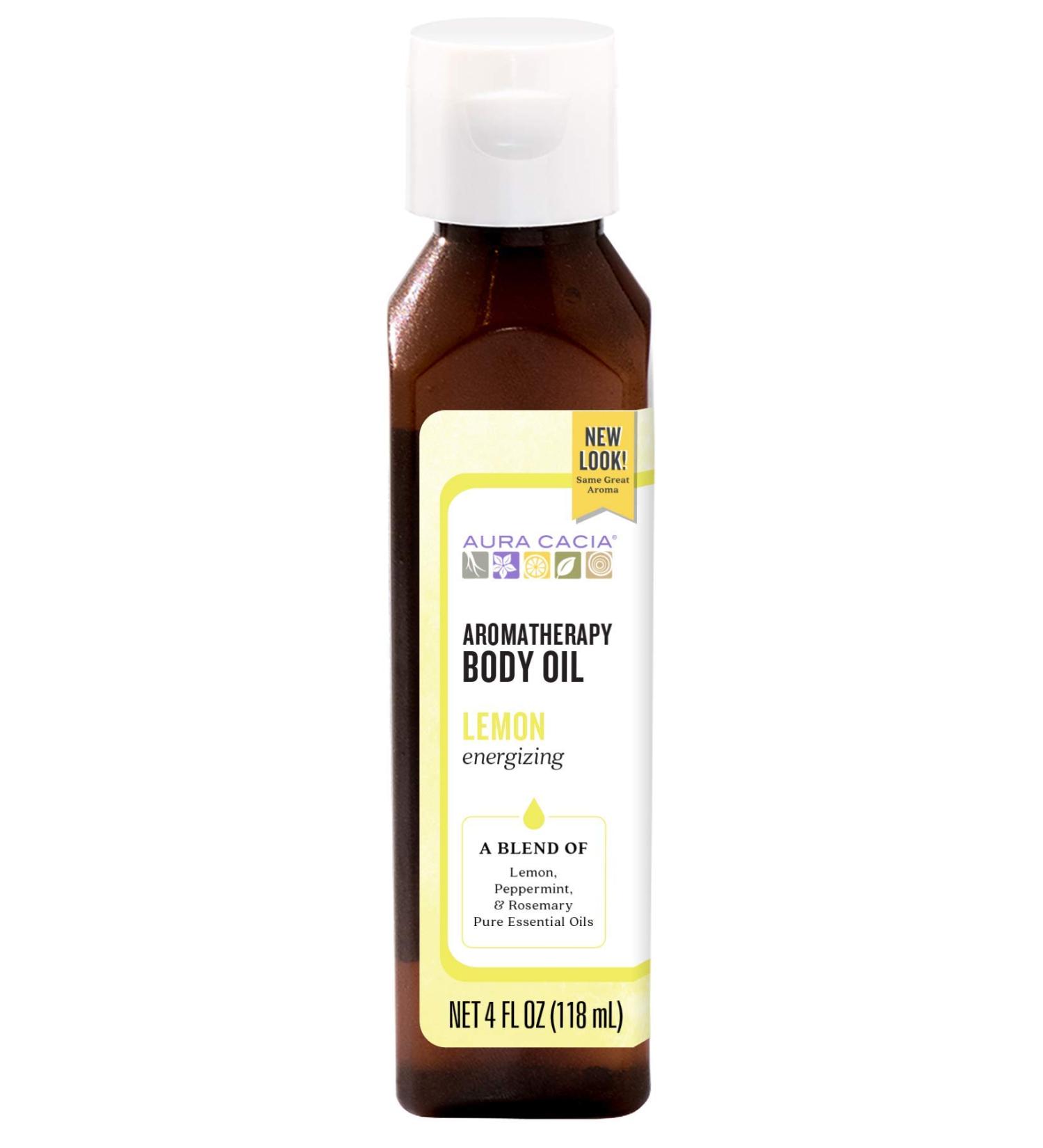 AURA CACIA - Aromatherapy Body Oil Energizing Lemon - 4 fl. oz. (118 ml) - Buy Online on GoSupps.com