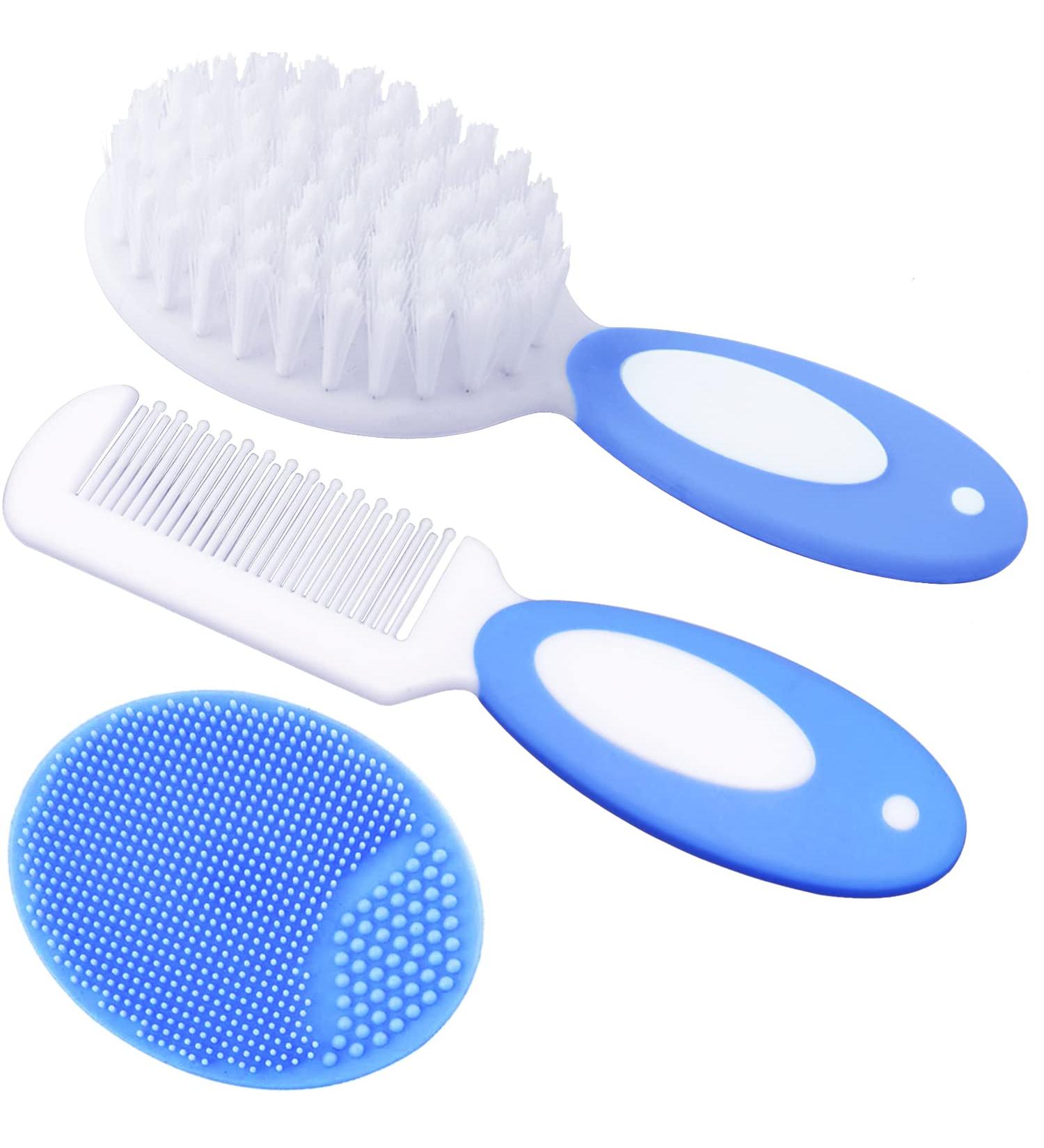 Baby Hair Brush & Comb Set for Newborns & Toddlers | Soft Bristles Ideal for Weighing Hat | Perfect Baby Gift (Blue) - Buy Online on GoSupps.com