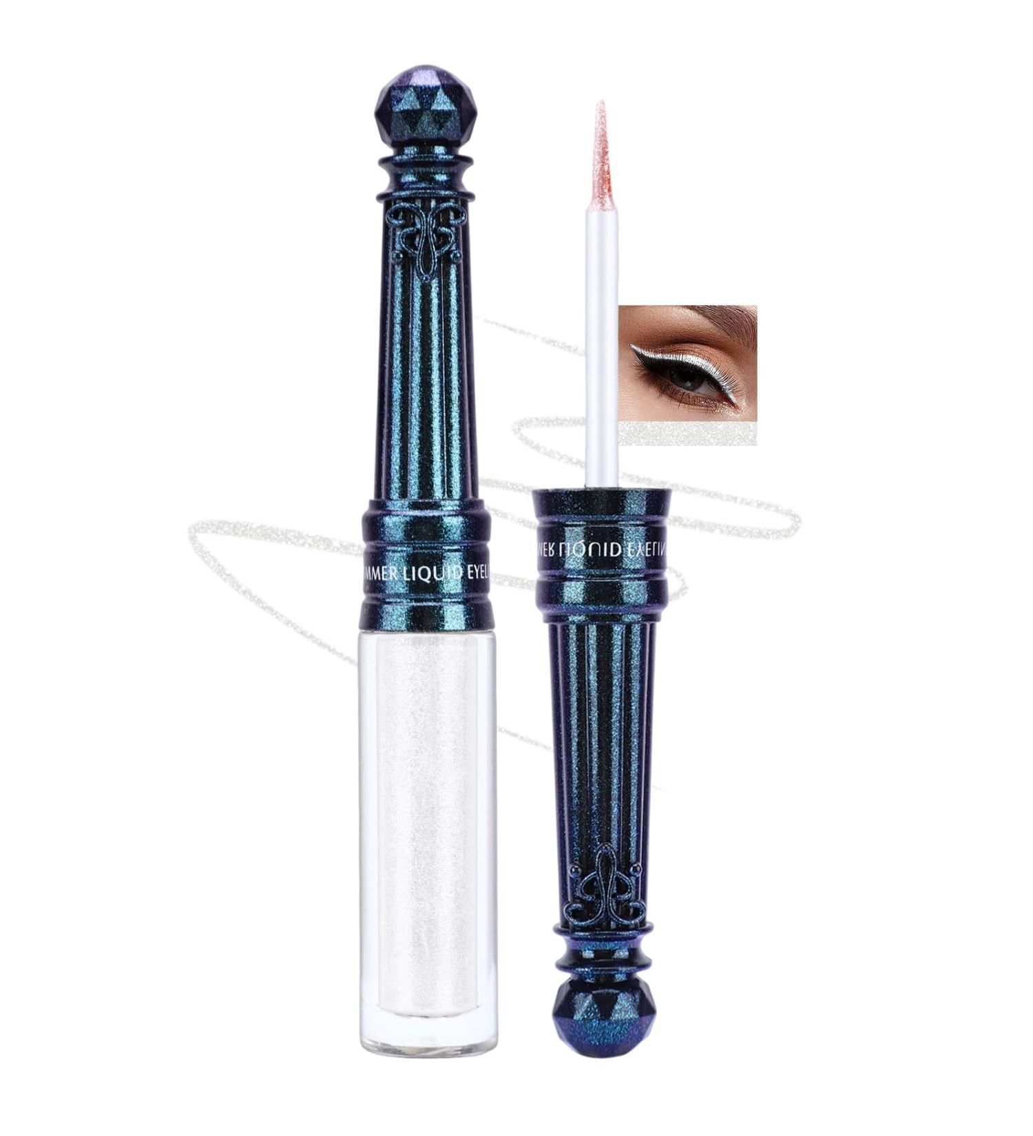  Jutqut Glitter Liquid Eyeliner Waterproof High Pigment Long-Lasting Waterproof Eyeliner Pen Long-Lasting Liquid Eyeliner Blanc Metallic Eyeliner Pen #01 - Buy Online on GoSupps.com
