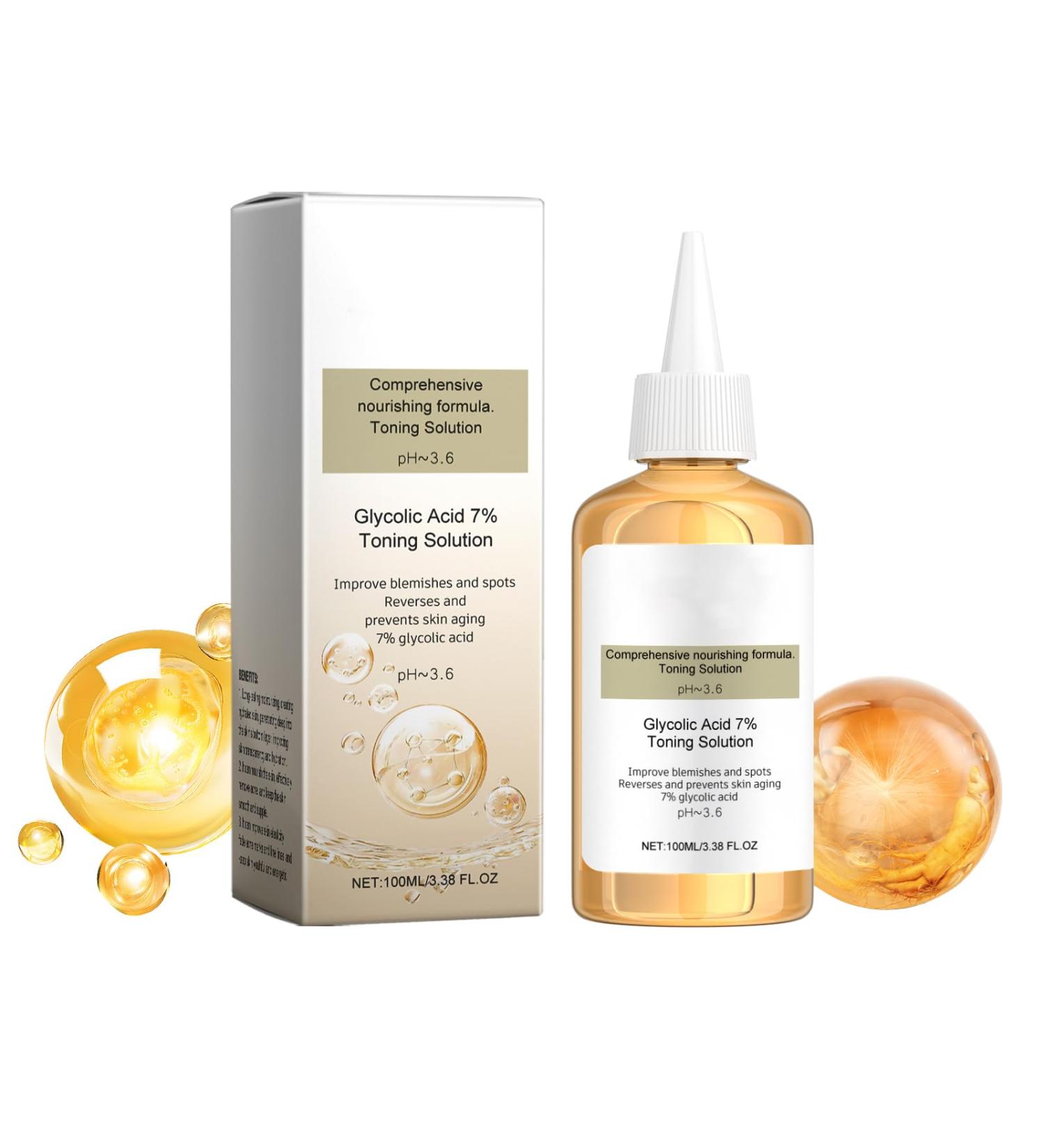 Glycolic Acid 7% Toning Resurfacing Solution - 100ML Glycolic Acid Toner - Skincare Hyaluronic Acid Serum - Hydrating Toner for Face - for Blemishes And Acne Prevents Skin Aging Strengthen Your Skin - Buy Online on GoSupps.com
