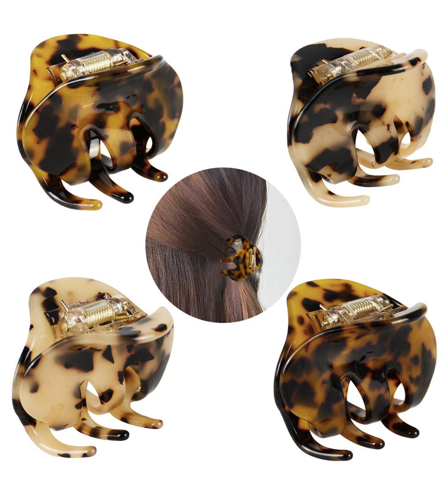 4 Pack 2.1 Inch Tortoise Shell Hair Claw Clips - French Design Hair Barrettes for Women and Girls - Buy Online on GoSupps.com