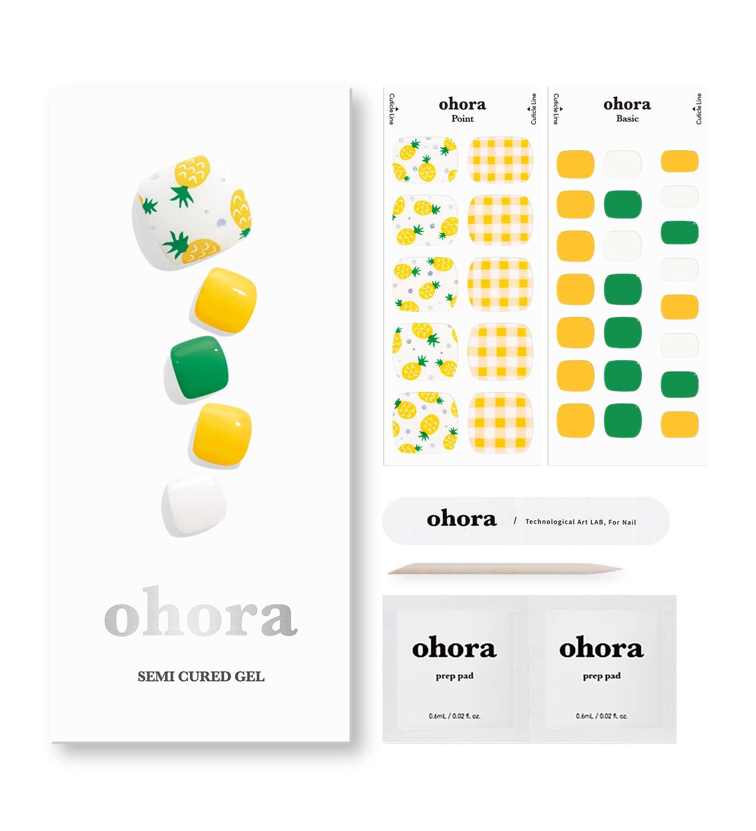 ohora Semi Cured Gel Pedi Strips (P Hawaiian Fruits) - Salon-Quality Long Lasting Pedicure at Home - Works with Any Pedi Lamp - Easy Application & Removal - Includes Prep Pads and Pedi File - Buy Online on GoSupps.com