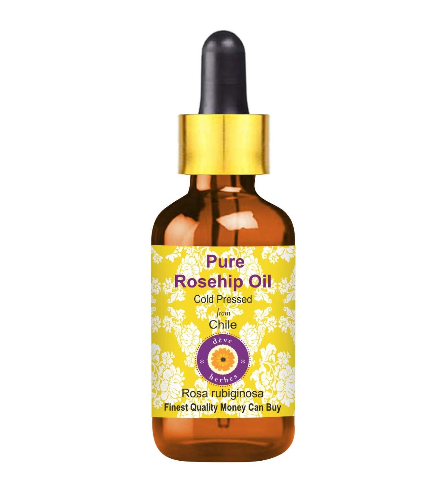 Pure Rosehip Seed Oil (Rosa rubiginosa) - 10ml Cold Pressed | Herbal Essence with Glass Dropper | International Shipping - Buy Online on GoSupps.com