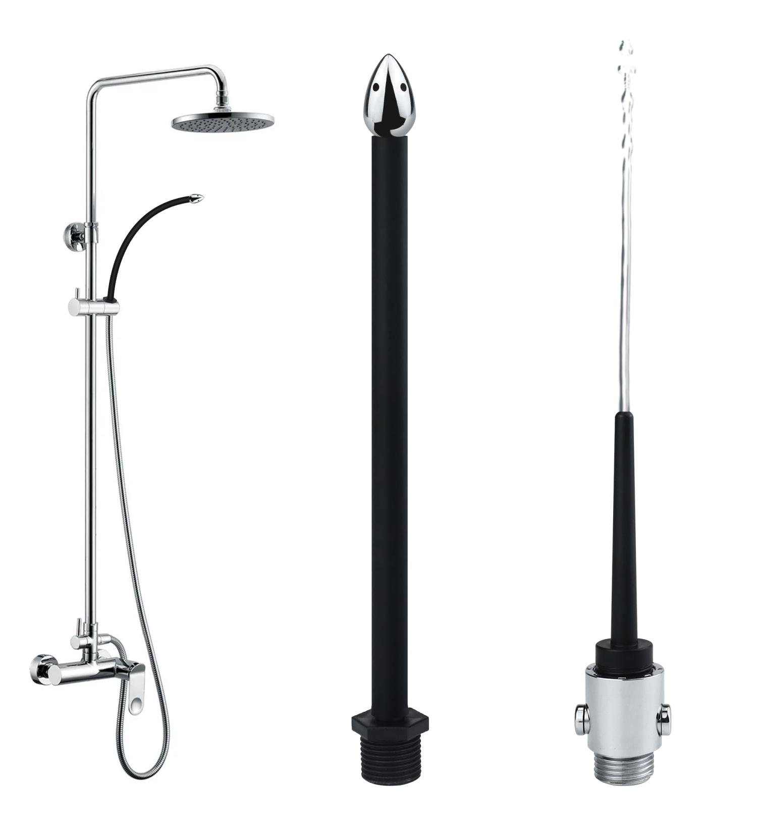 Silicone Shower Enema System - Reusable 2 Pack with On/Off Switch | Portable Enema Nozzle Kit for Men & Women | Compatible with Most Shower Systems - Buy Online on GoSupps.com