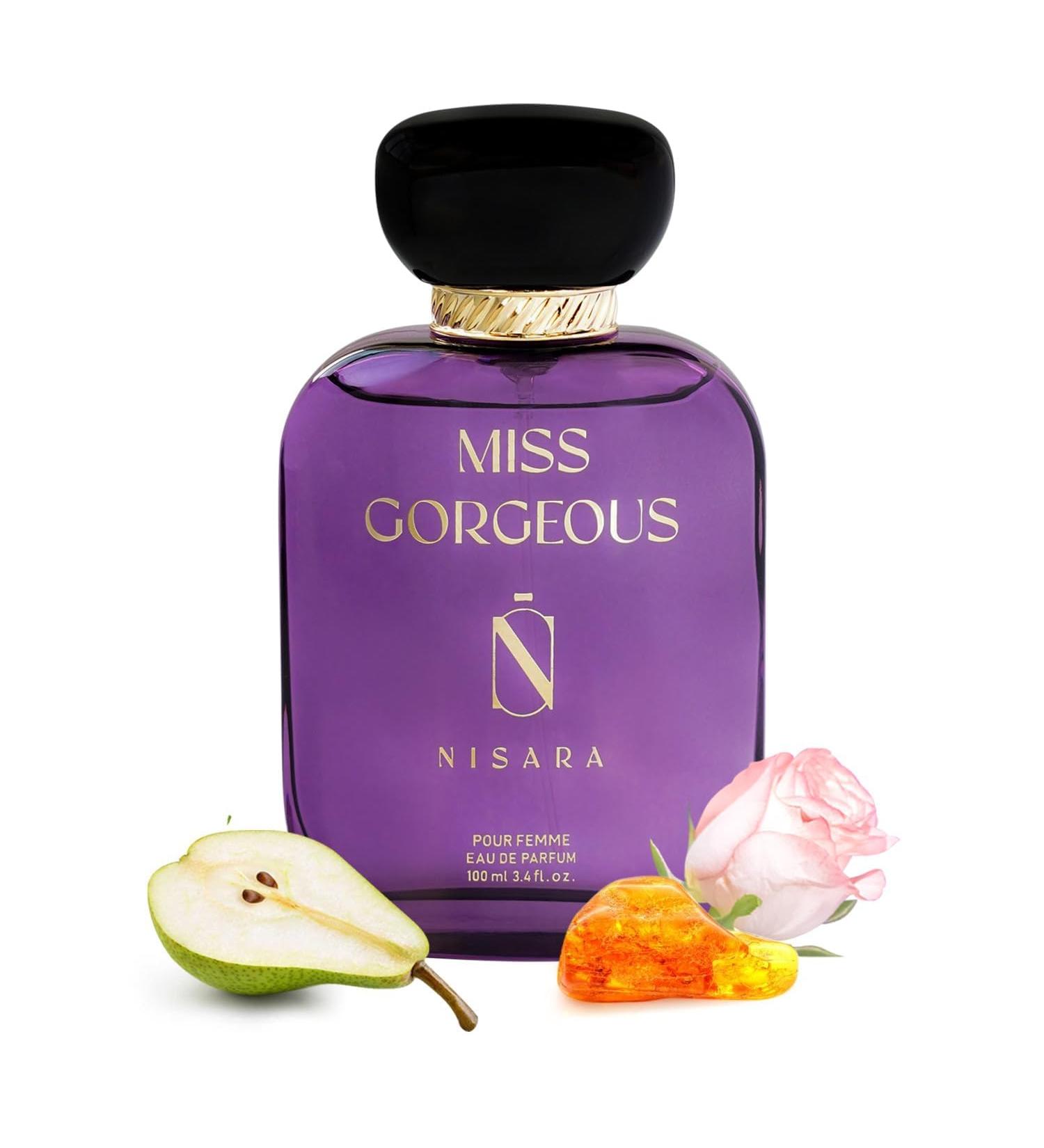 Nisara Miss Gorgeous Eau De Parfum for Women 100ml | Long-Lasting Floral-Fruity Fragrance with Rose Pear Musk & Amber Premium Perfume - Buy Online on GoSupps.com