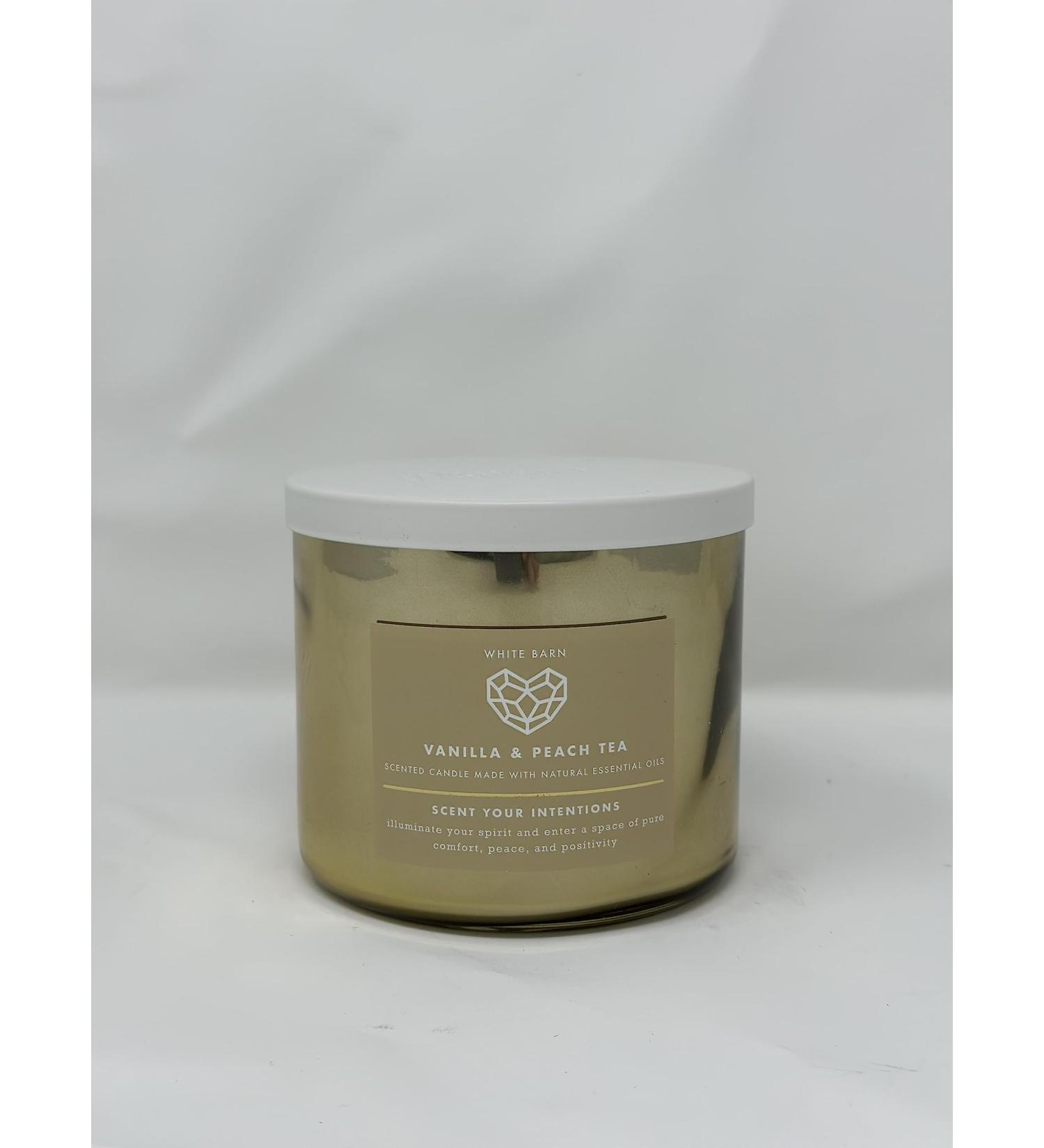 Vanilla & Peach 3 Wick Candle 14.5 oz / 411 g Made with Natural Essential Oil