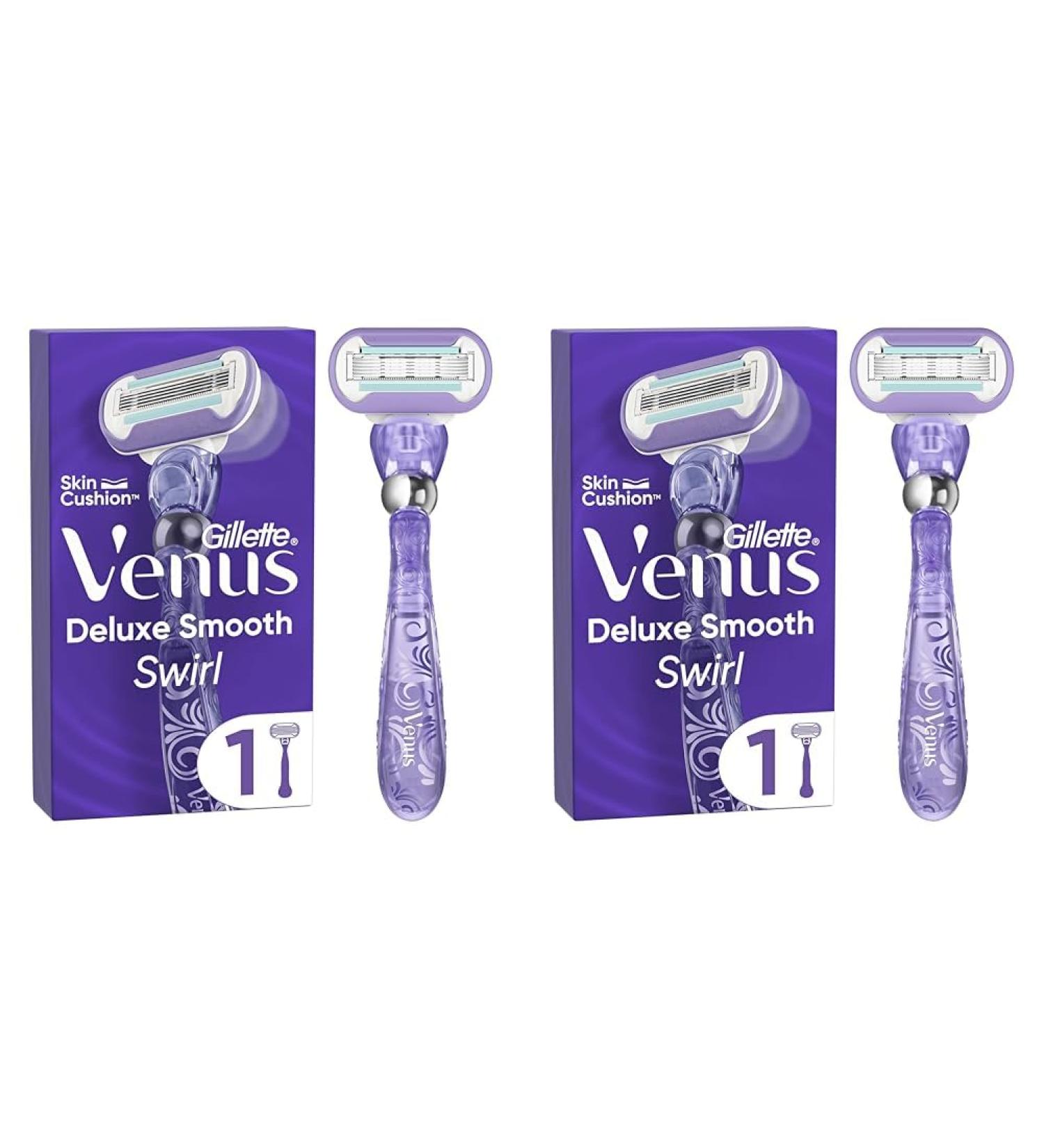 Gillette Venus Deluxe Smooth Swirl Women's Razor - 1 Blade 5 durable blades to deliver an extra smooth shave that lasts package may vary (Pack of 2) 1 count (Pack of 2) Deluxe Smooth Swirl Razor + 1 Razor Blade Refill