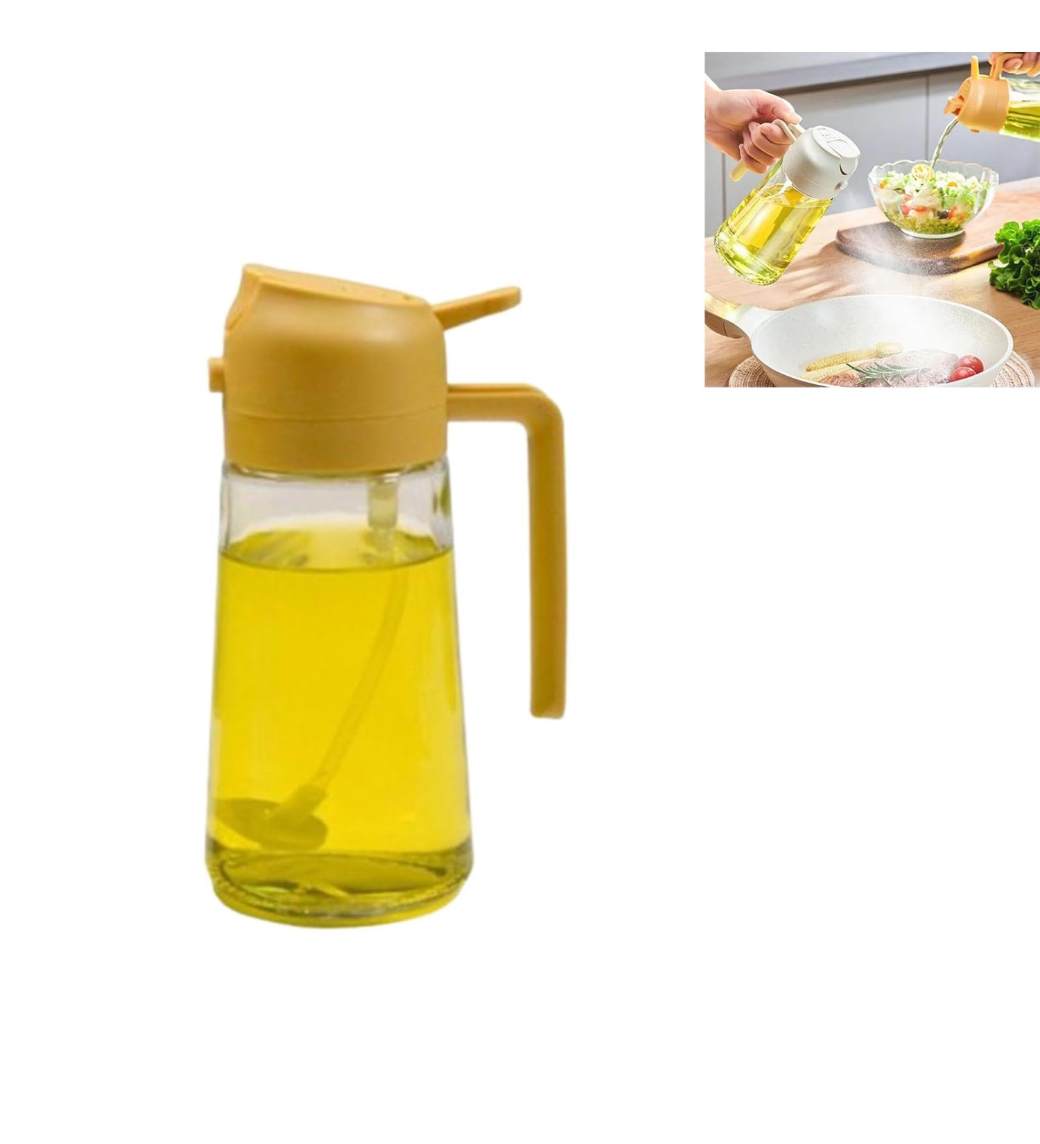 2 in 1 Kitchen Oil Dispenser and Oil Sprayer Olive Oil Dispenser Bottle for Kitchen Cooking Oil sprayer for cooking kitchen salad barbecue (Yellow) - Buy Online on GoSupps.com