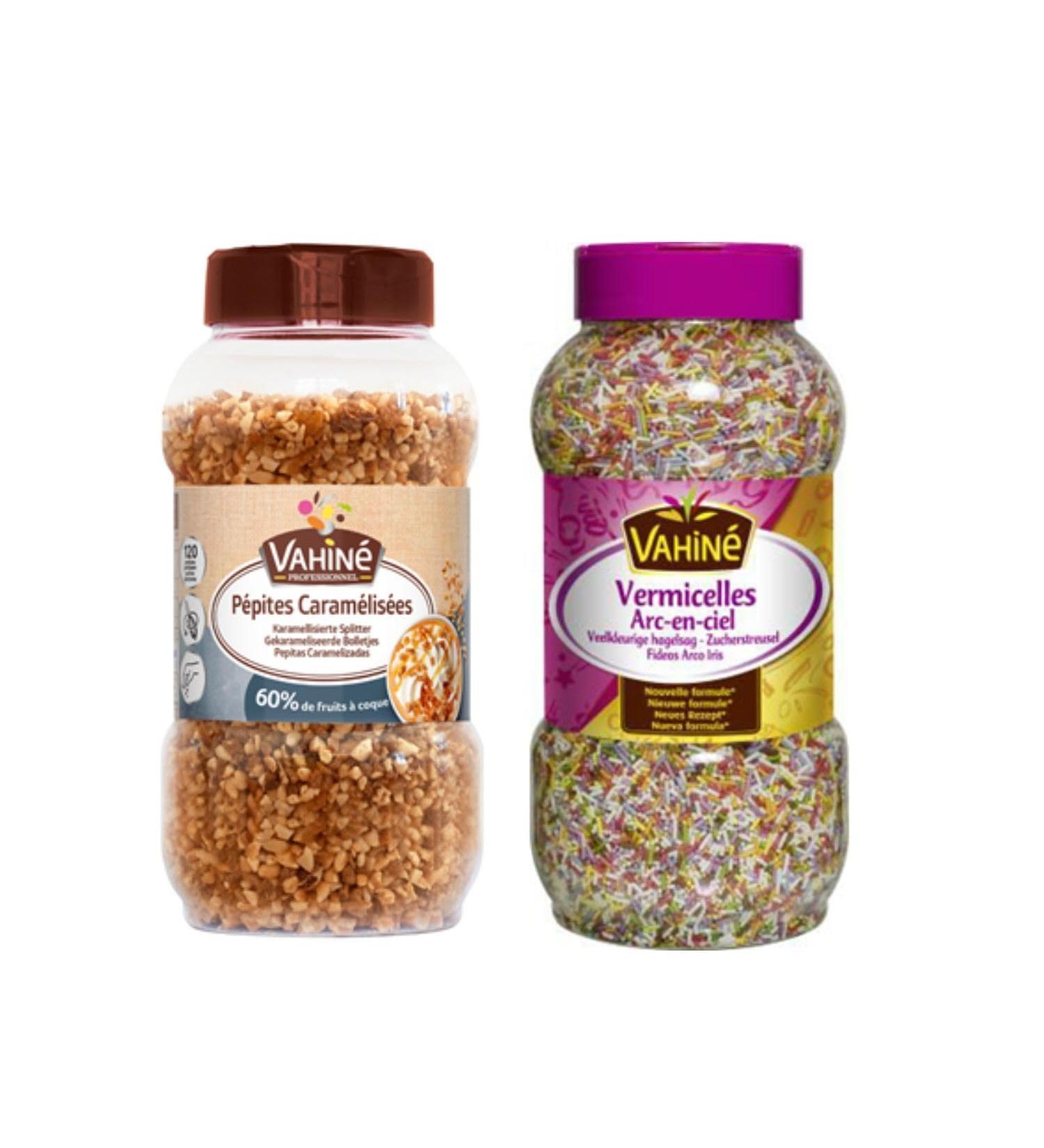 Vahiné: Hazelnut and caramelized almond chips 540g & Vahiné Vermicelli multicolored 700g
