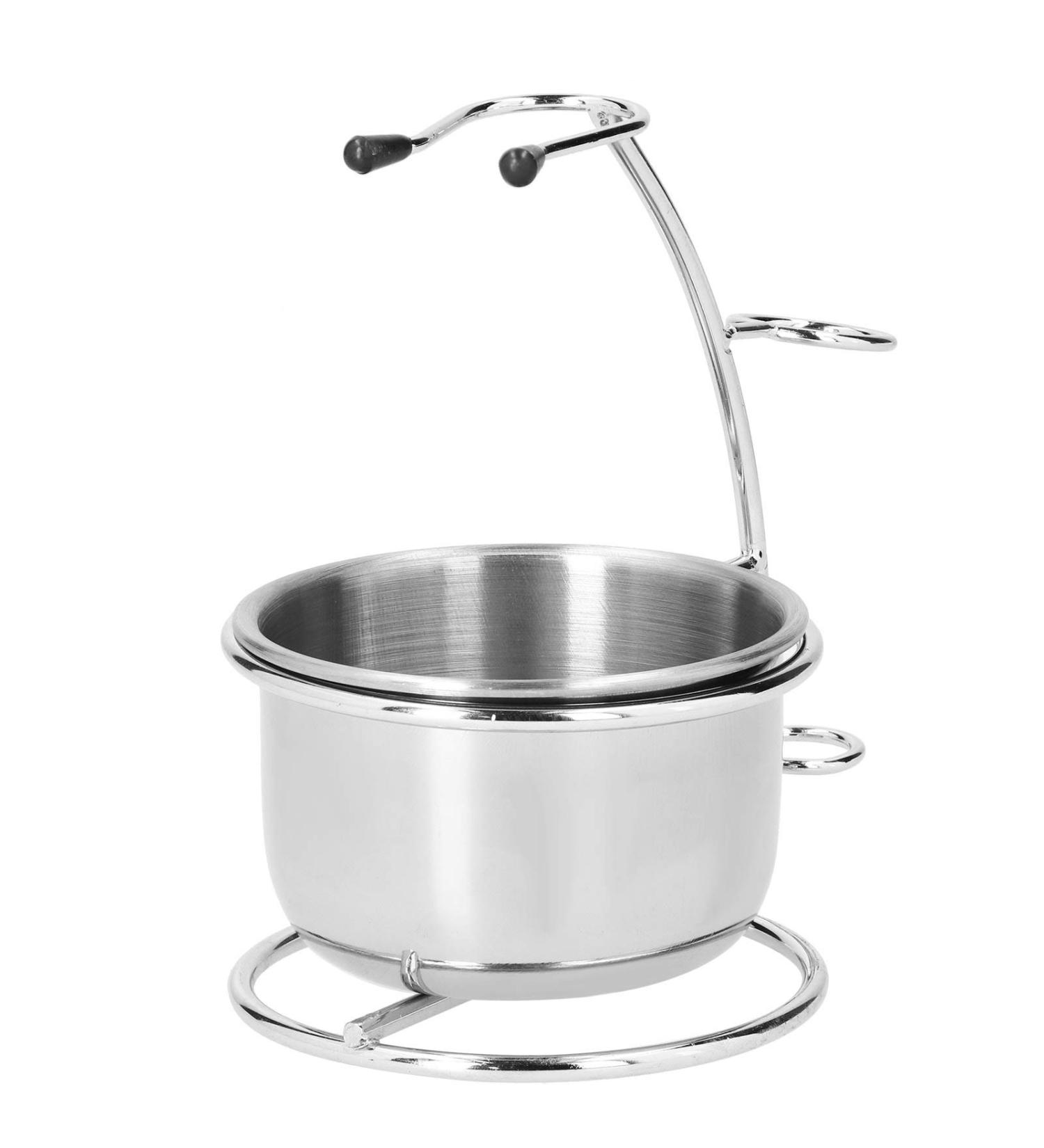 Buy Professional Metal Shaving Stand Bowl Set | Stainless Steel Shaving Brush Holder - International Shipping Available - Buy Online on GoSupps.com