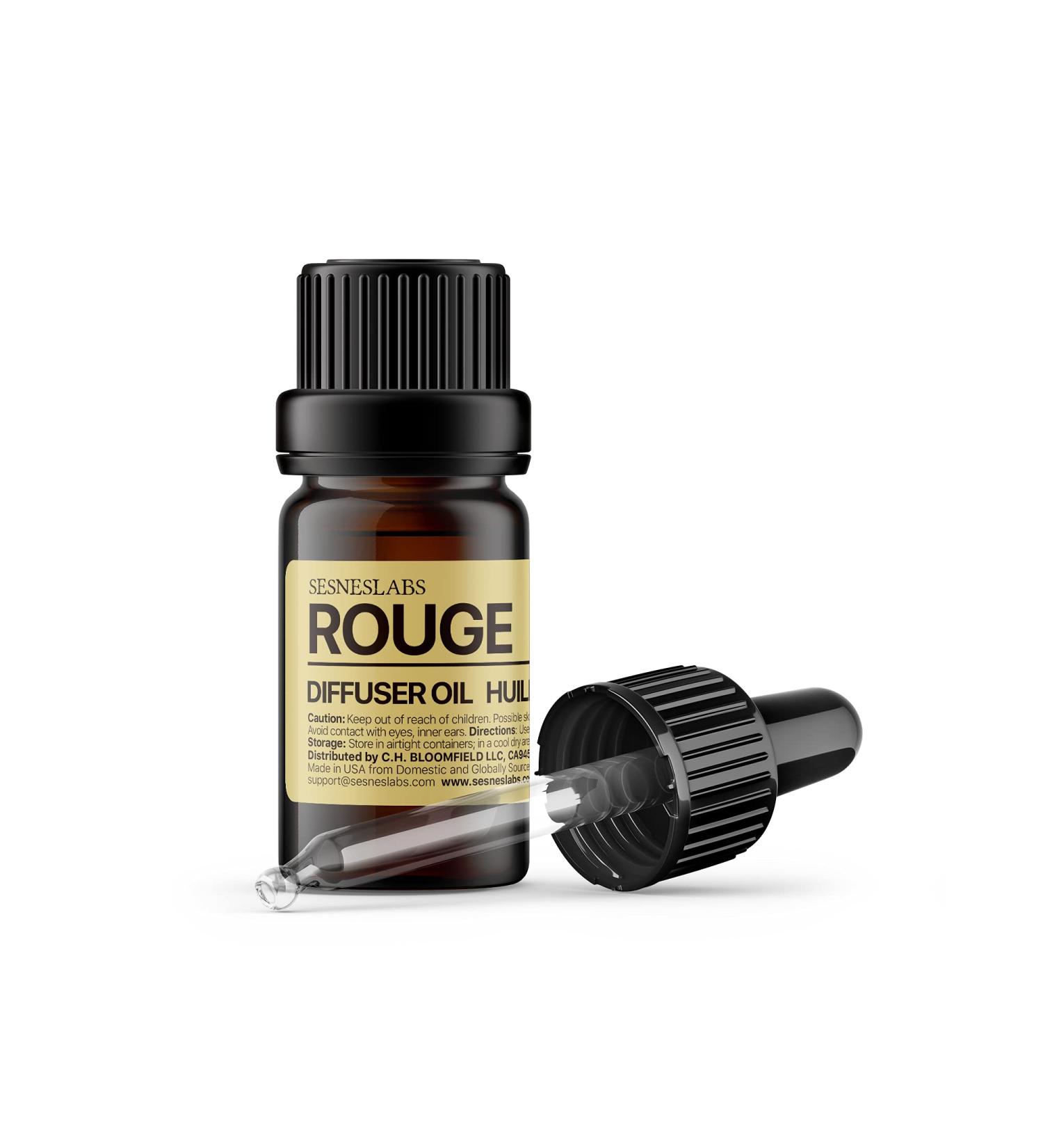 Rouge Diffuser Oil: Niche Scent with Ambroxide Molecule-Based Formula - Saffron, Jasmine, Cedarwood Essential Oils Blend - 10ml - Buy Online on GoSupps.com