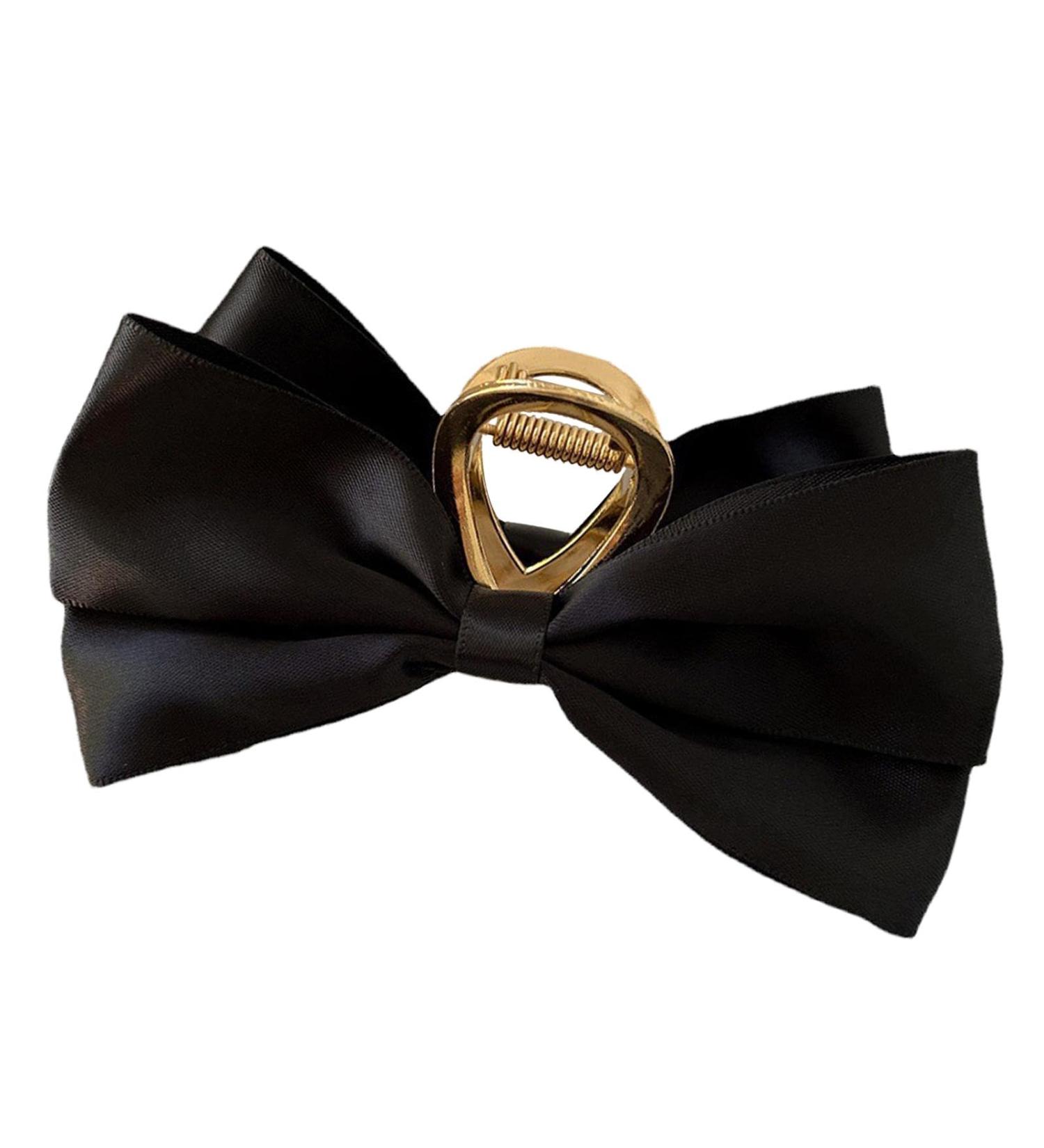 Bow Clips for Women - Satin Hairclips | Nonslip Claw Clip Big Bow Hair Barrette Hair Dress Up Accessories for Birthday Show Black - Buy Online on GoSupps.com