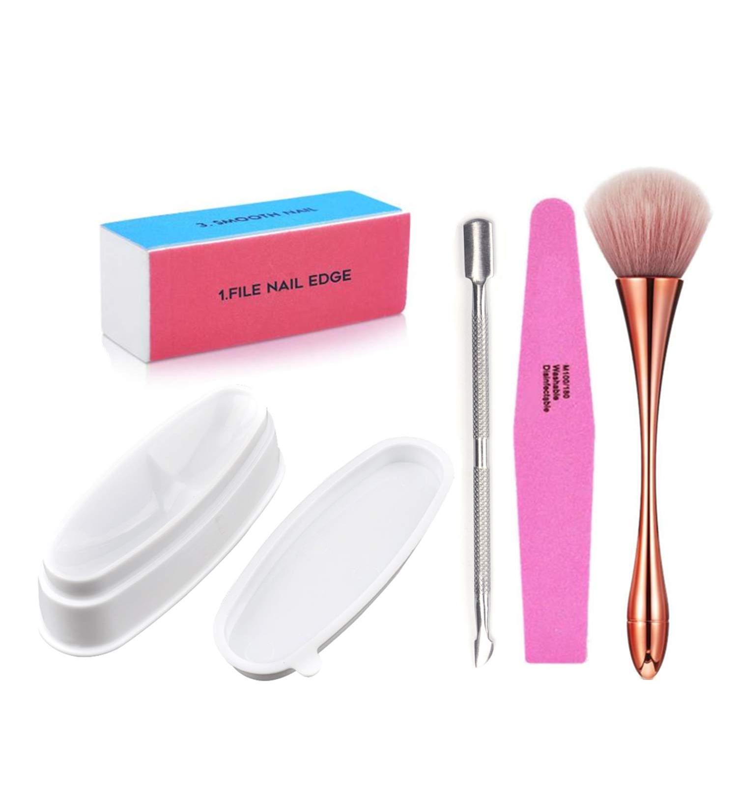 Dipping Powder Tool Kit - French Nail Dipping Powder Tray Nail Dust Brush Files & Buffers for Perfect Nail Art - Buy Online on GoSupps.com