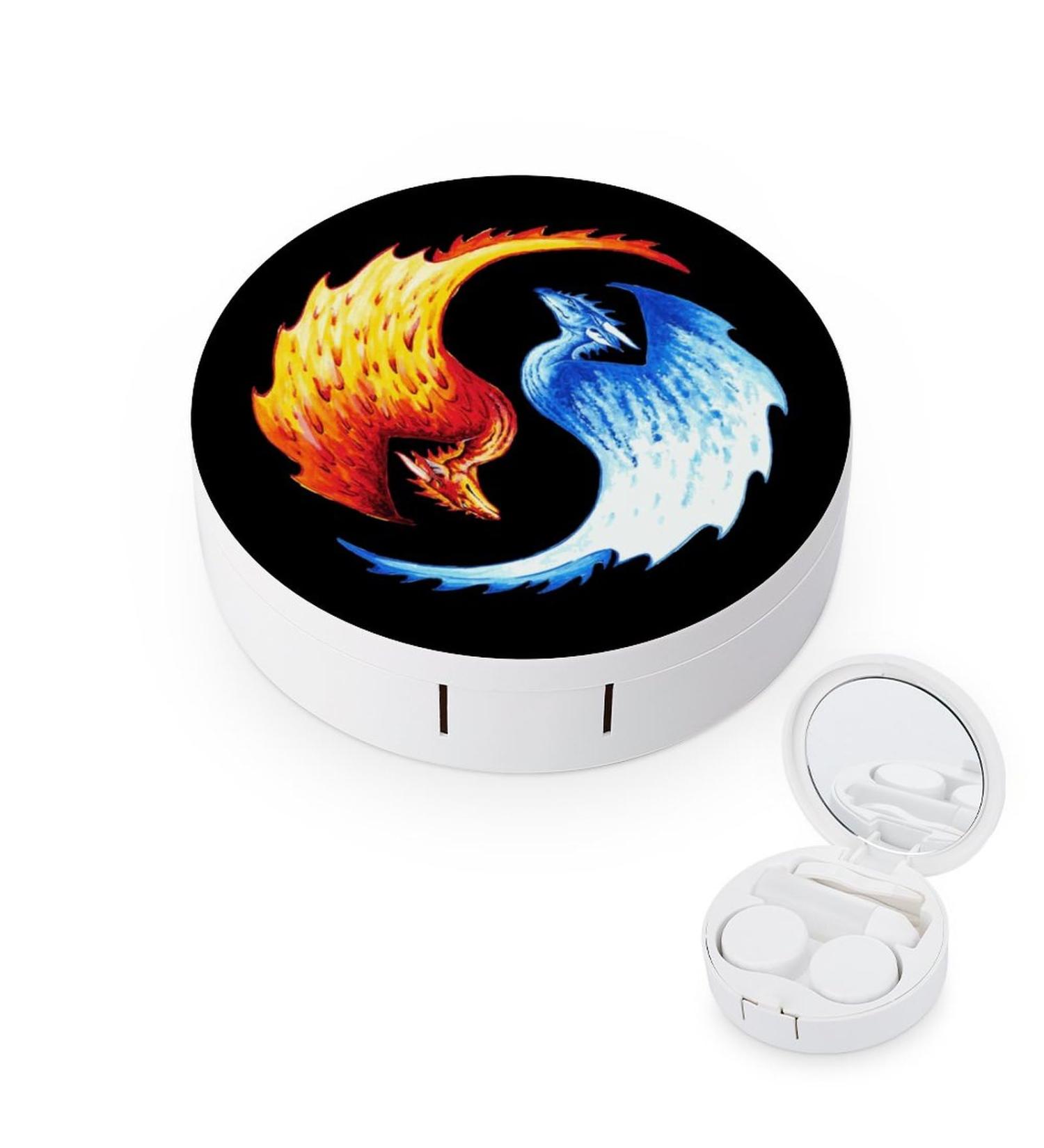 Buy Fire Ice Dragon Yinyang Contact Lens Case - Portable Travel Lens Box with Mirror for Easy Eyewear Care - Buy Online on GoSupps.com