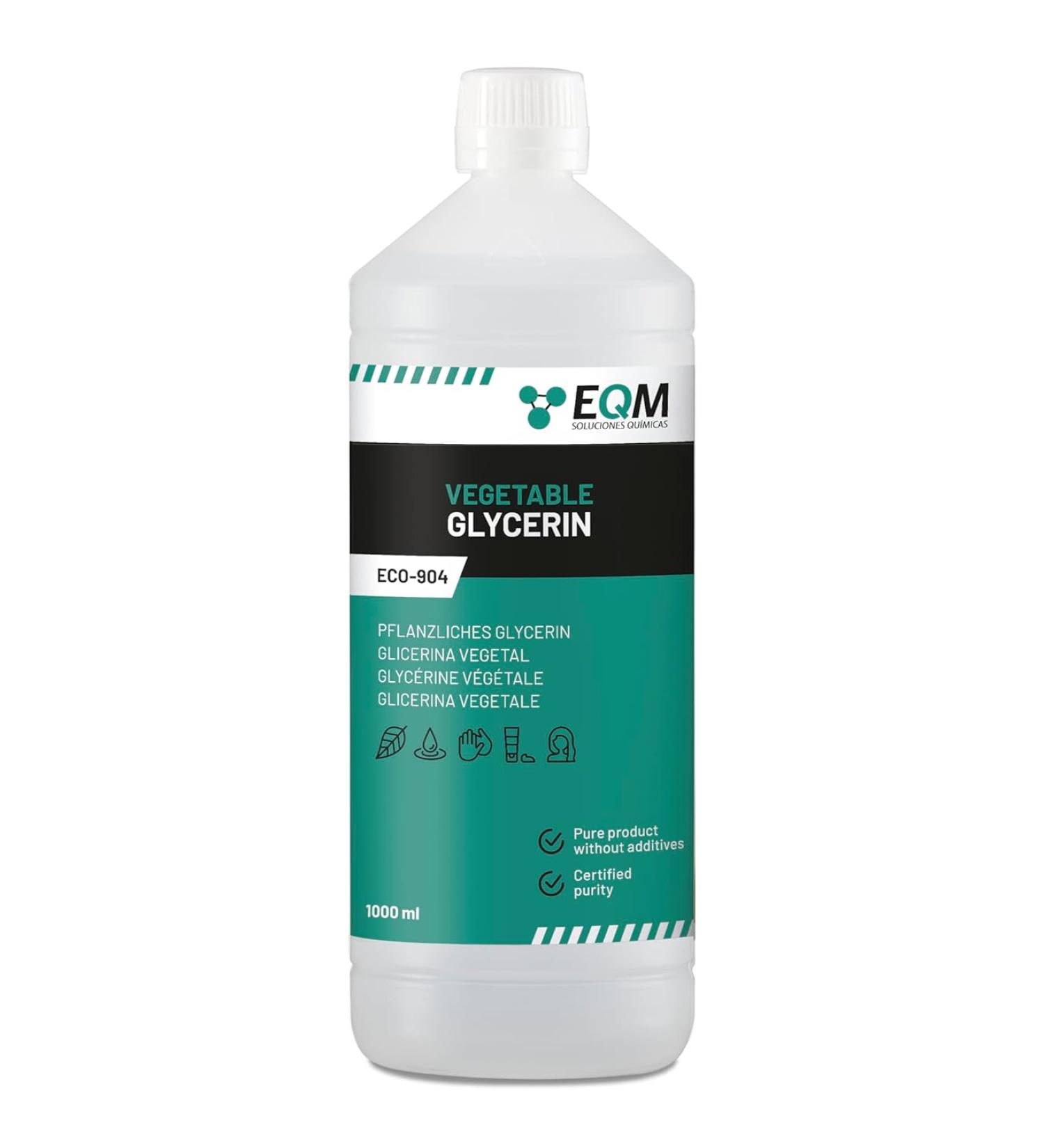 EQM Soluciones Qu micas Eco-904 | 1L 99.5% Pure Vegetable Glycerin | 100% Natural Moisturizer for Hair & Skin | Ideal for Soaps Shampoos & Creams - Buy Online on GoSupps.com