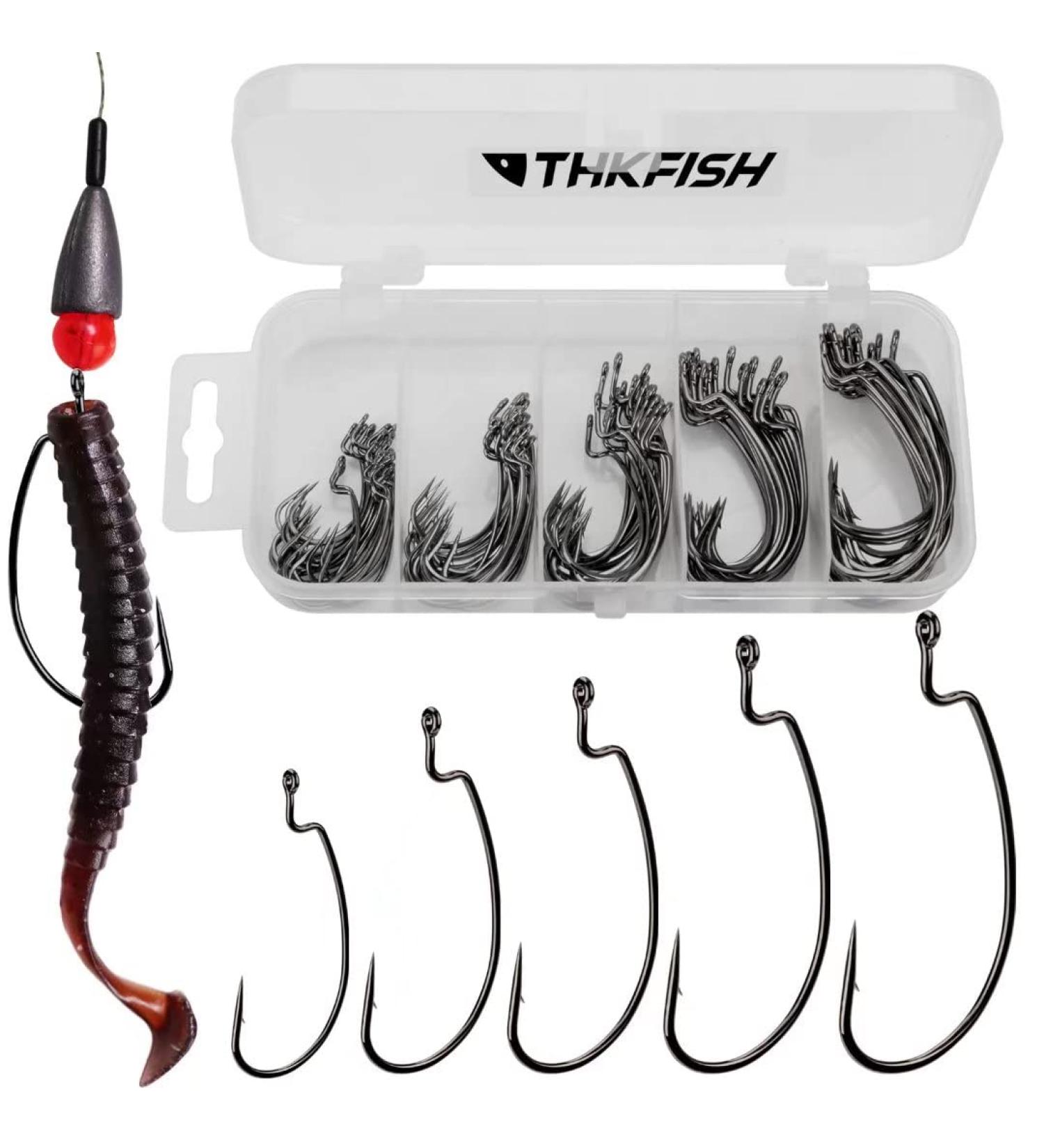 THKFISH Offset Work Hake Fishing Hook Set - 50/100 PCS Drop Shot Rubber Jigs - Best Fishing Kit for International Shipping - Buy Online on GoSupps.com