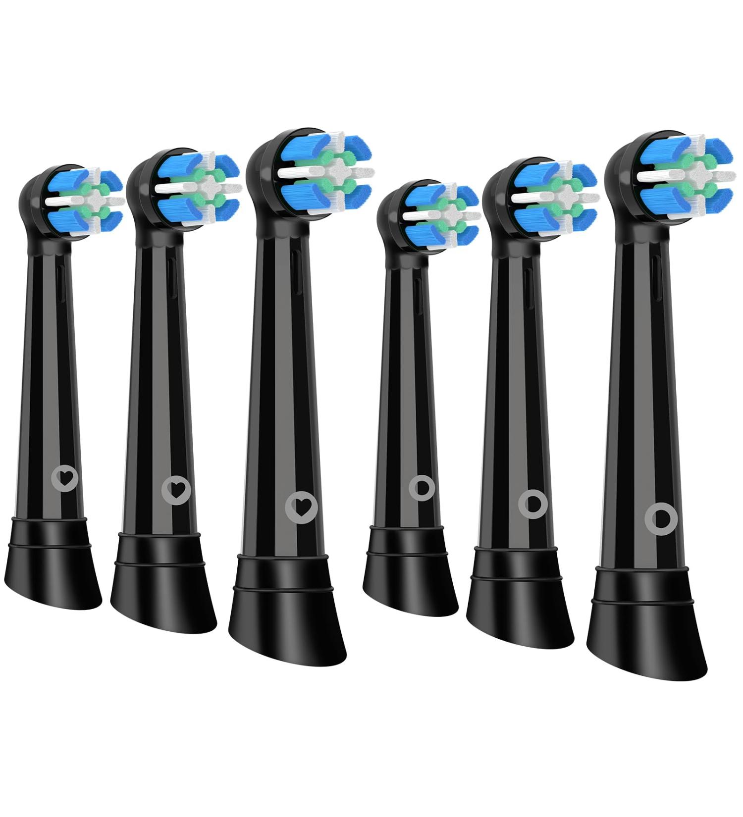 Callysonic Upright Toothbrush Heads - Compatible with Braun Oral-B iO Series 3-10 - Gentle Cleaning - 6 Black Brush Heads (1 Pack) - Buy Online on GoSupps.com