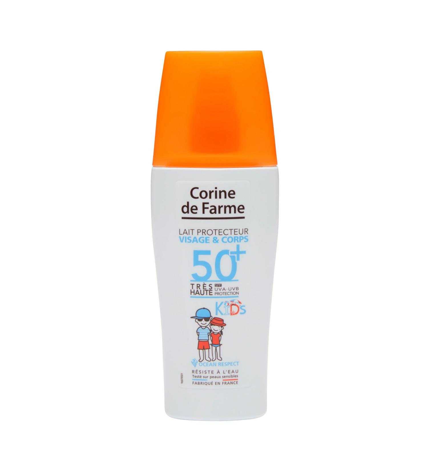 Corine de Farme - Lait Protecteur SPF50+ KIDS - Haute Protection Solaire Visage et Corps - pour Peau Fragile des Enfants - Mono de Tahiti - Hypoallerg nique - 150 ml - Fabrication Fran aise 150 ml (Lot de 1) Lait Protecteur KIDS SPF50+ - Buy Online on GoSupps.com