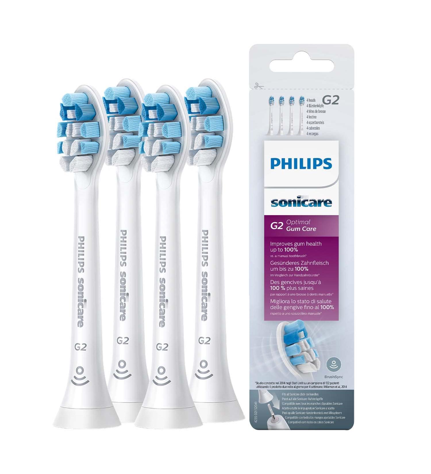 Philips Sonicare HX9034/10 Optimal Gum Care G2 Sensitive Brush Heads - 4 Pack with BrushSync | International Shipping Available - Buy Online on GoSupps.com