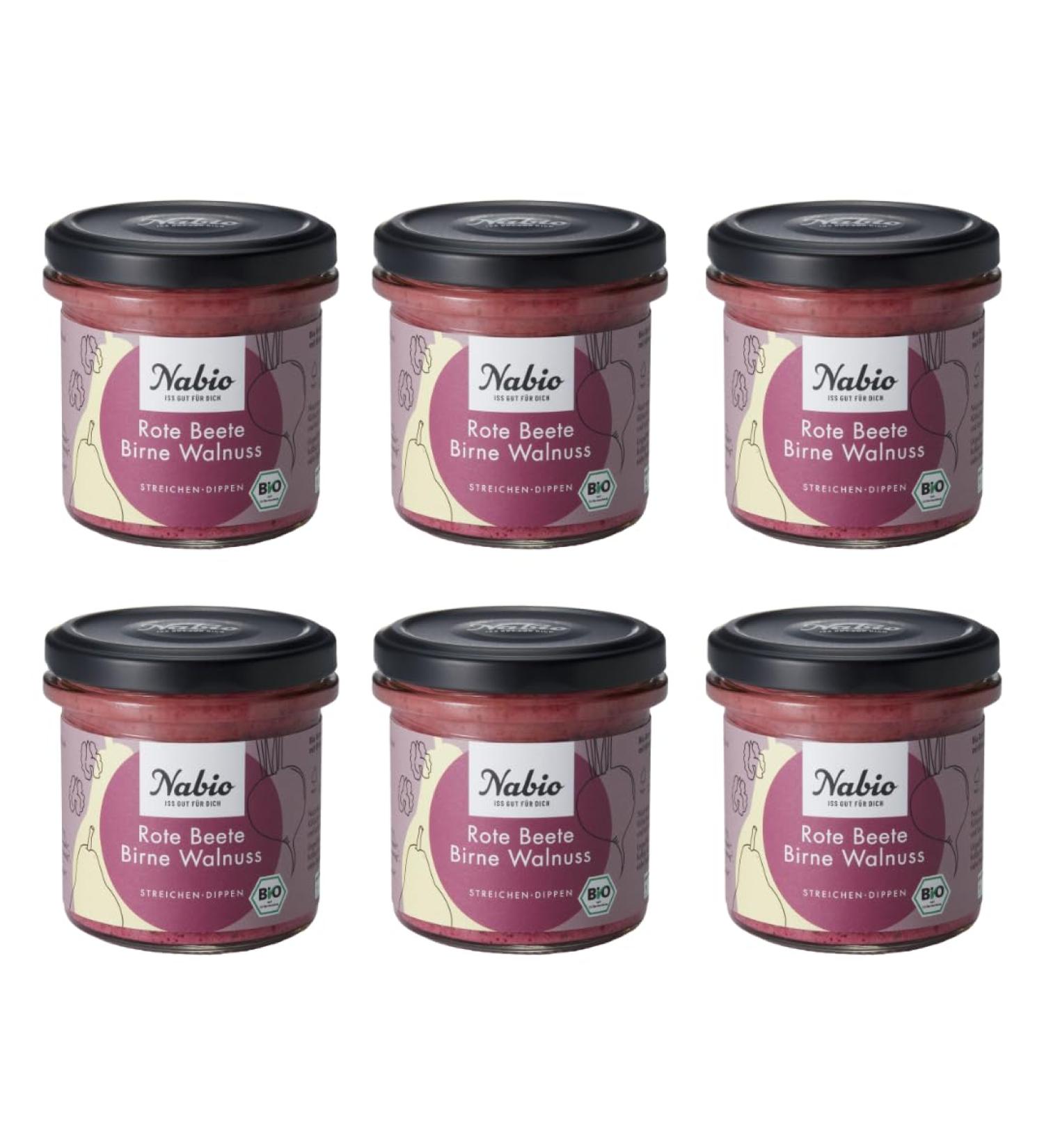 NABIO Mediterranean Spread: Vegan Beetroot Pear Walnut (6 x 135g) - Healthy Snack & Gourmet Delicacy - Buy Online on GoSupps.com