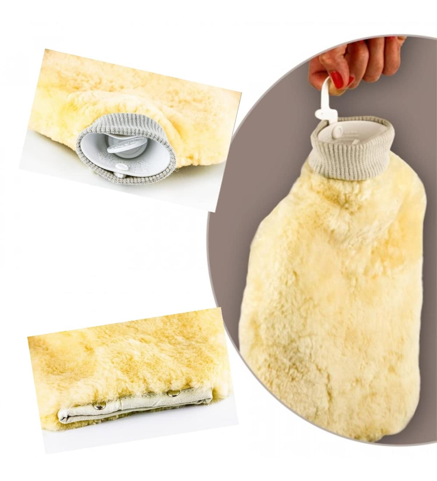 Heitmann Lambskin Hot Water Bottle | 2.0L Merino Lambskin | Soft & Cozy | Ideal for Comfort & Warmth | 29x33 cm (+ Cuffs) - Buy Online on GoSupps.com