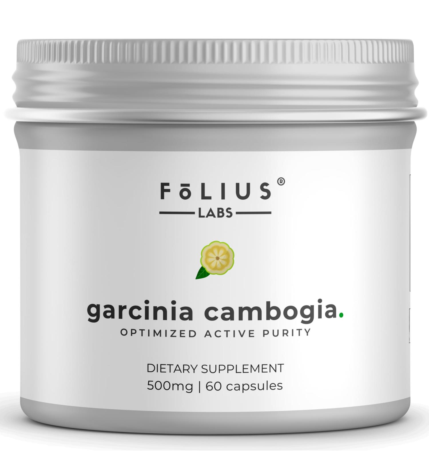 FOLIUS LABS Pure Garcinia Cambogia Extract Supplement 500mg - 100% Natural HCA Extract Concentrated to 60% - Supports Healthy Digestion and Metabolism - 60 Capsules - Buy Online on GoSupps.com