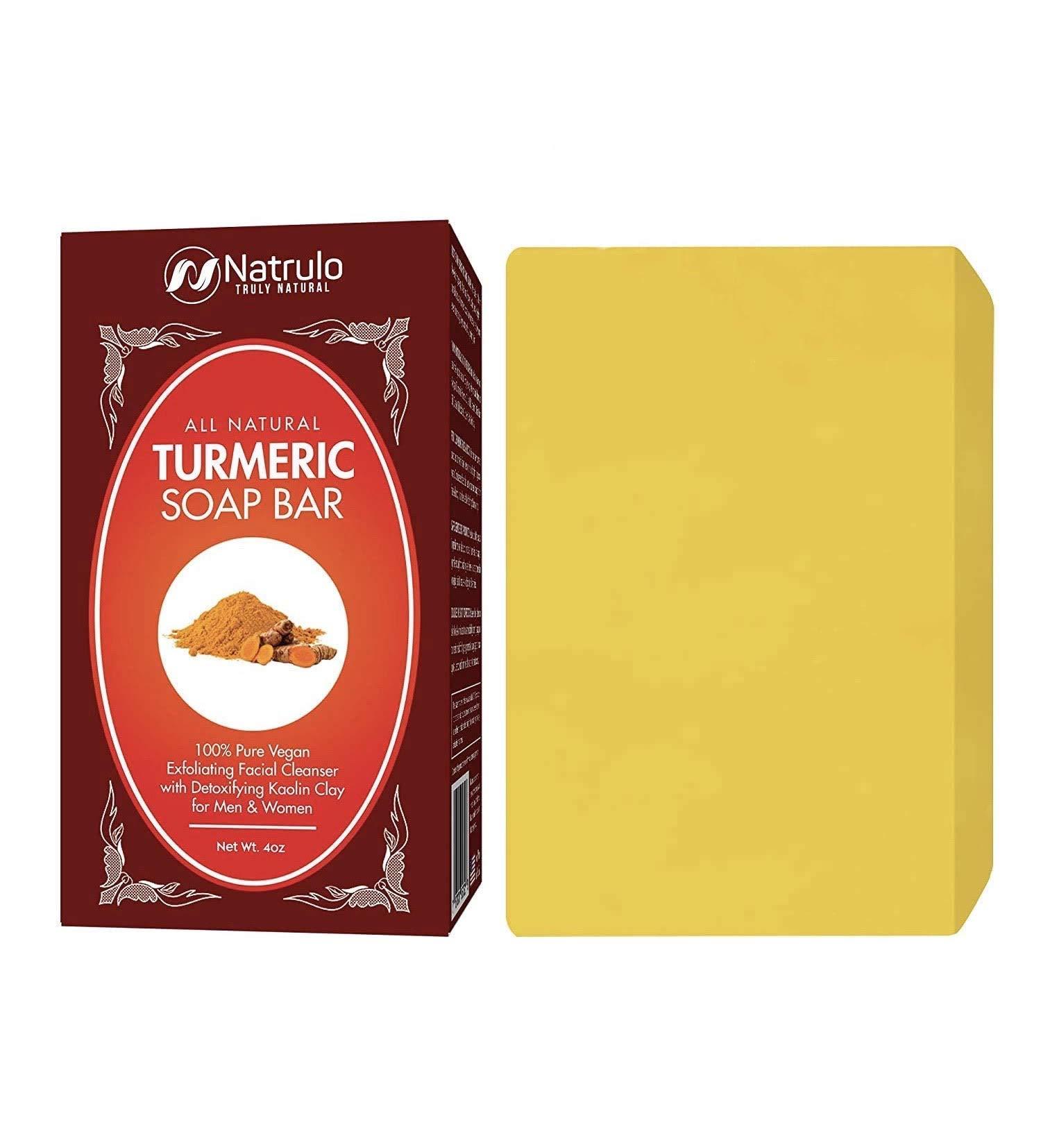 Turmeric Soap Bar 4oz - Natural Face & Body Wash for Dark Spots - Vegan Exfoliating Cleanser with Kaolin Clay - Turmeric Healing Skincare - Buy Online on GoSupps.com