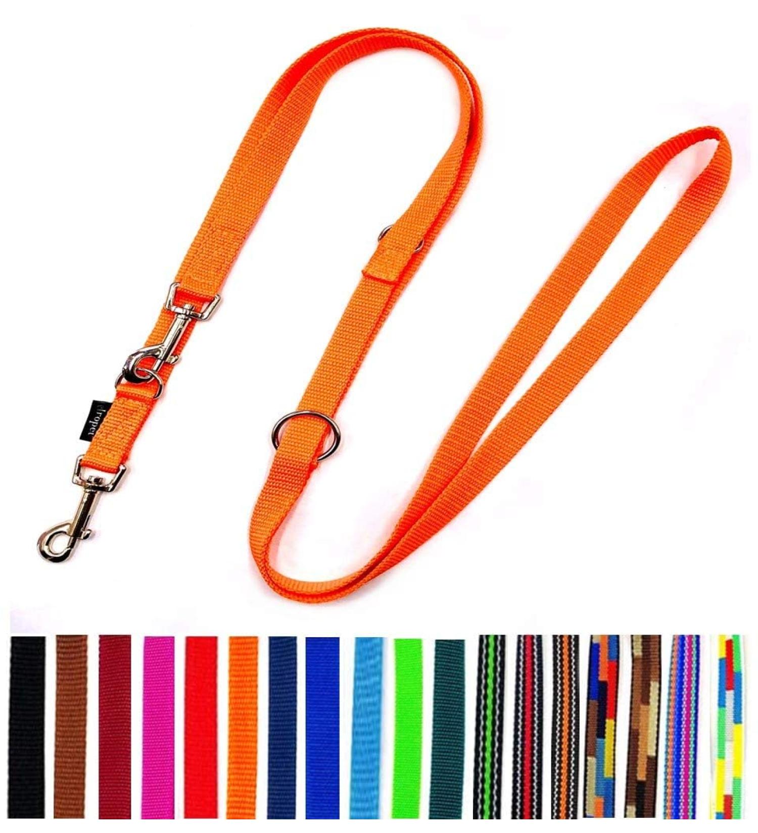 Adjustable Double Dog Leash for Large Dogs - 2.40m Orange (25mm) - Durable & Comfortable - Buy Online on GoSupps.com