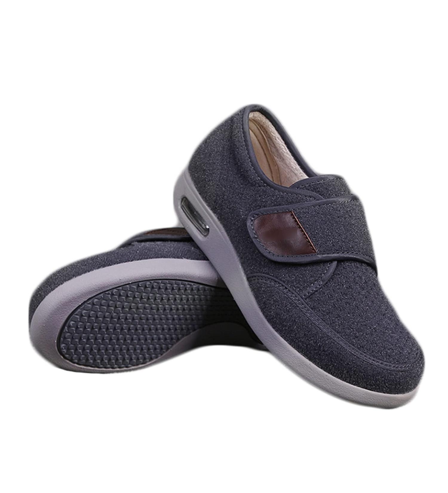 Men's Warm Plush Fleece Diabetic Slippers with Air Cushion - Gray, Size 7.5 - Buy Online on GoSupps.com