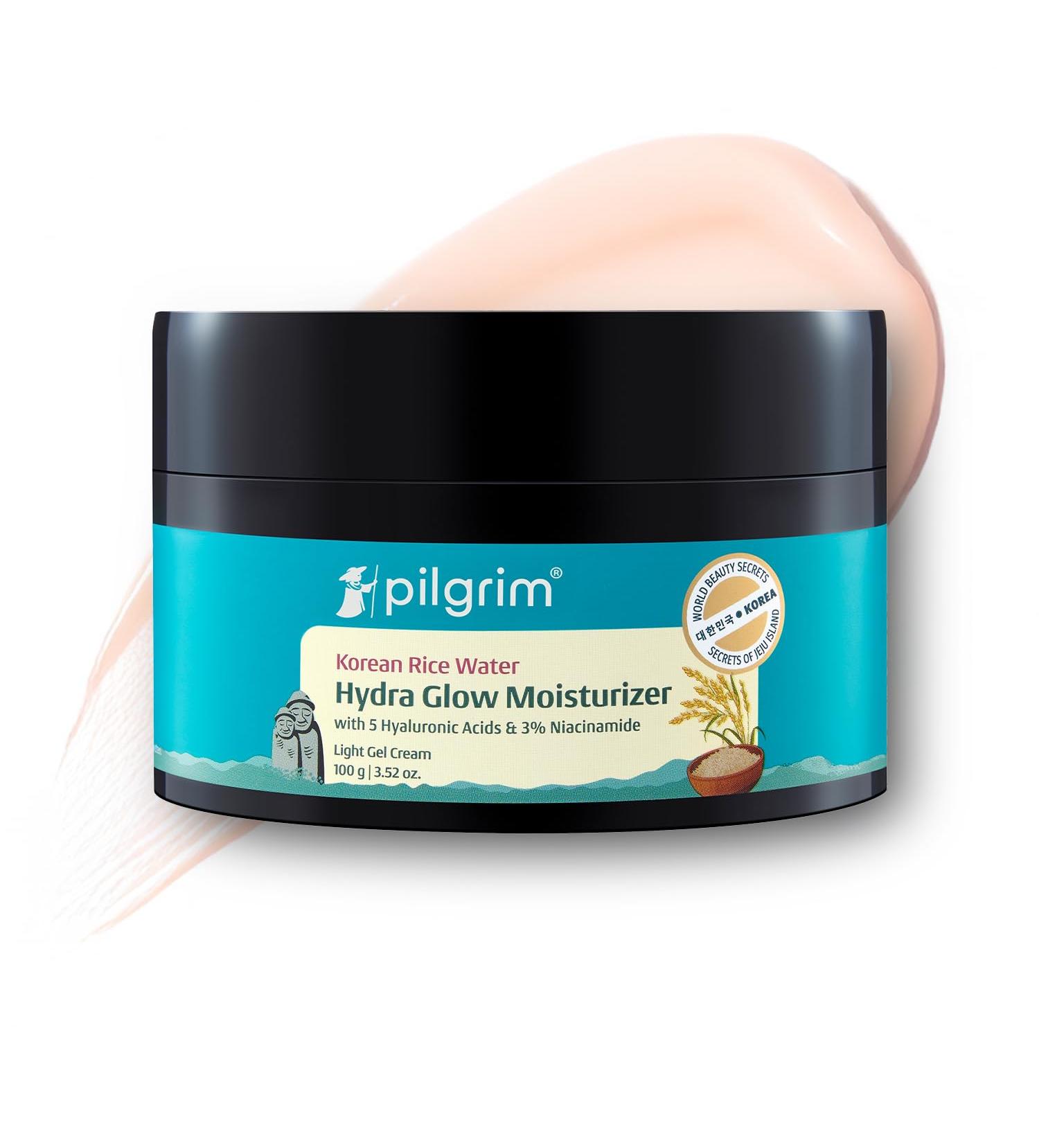 Pilgrim Korean Rice Water Hydra Glow Moisturizer | Lightweight Gel Cream with 5 Hyaluronic Acids & 3% Niacinamide | 3.52 Oz (100g) - Buy Online on GoSupps.com